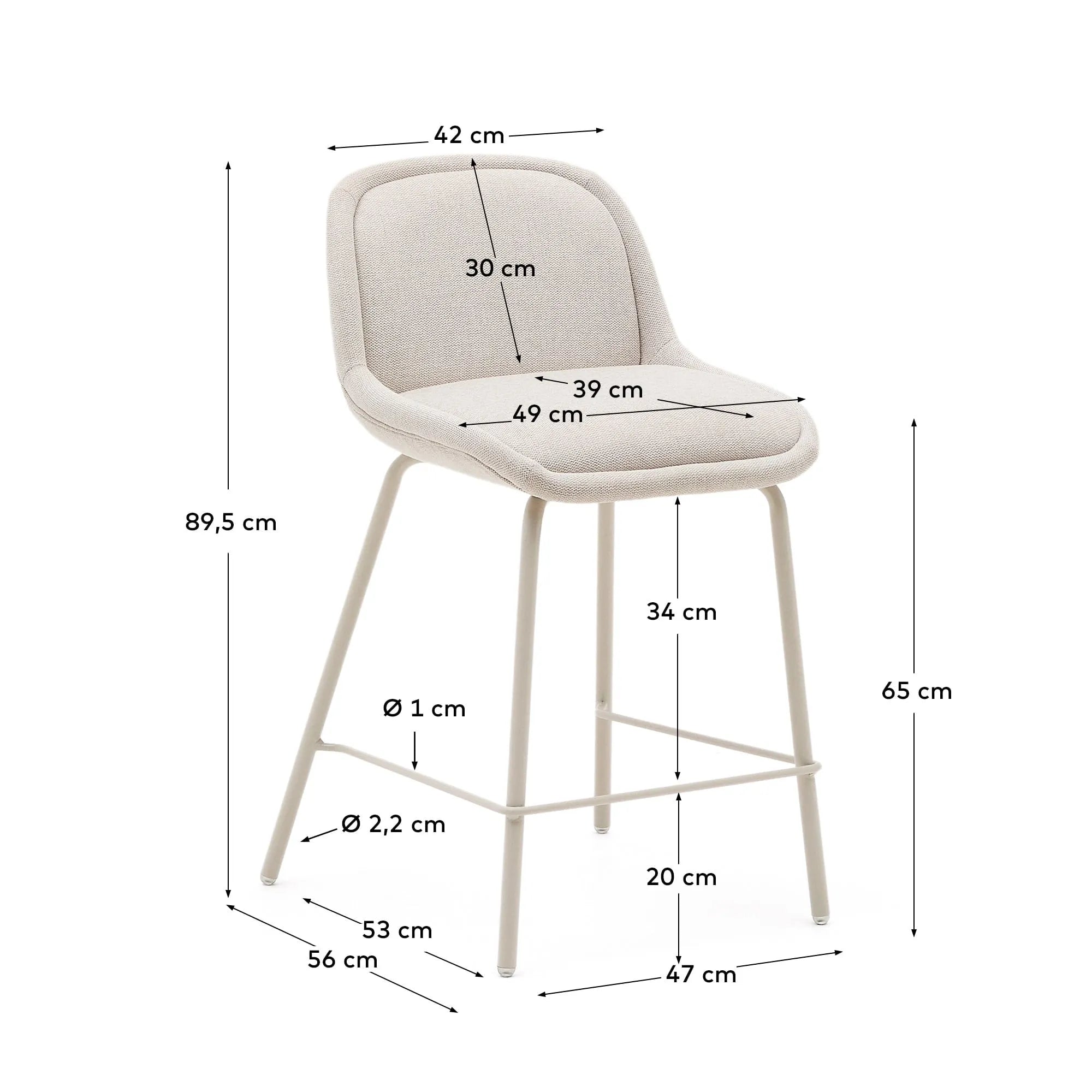 Eleganter Hocker mit weichem Chenille-Bezug und stabilen Stahlbeinen, ideal für moderne Wohnräume.