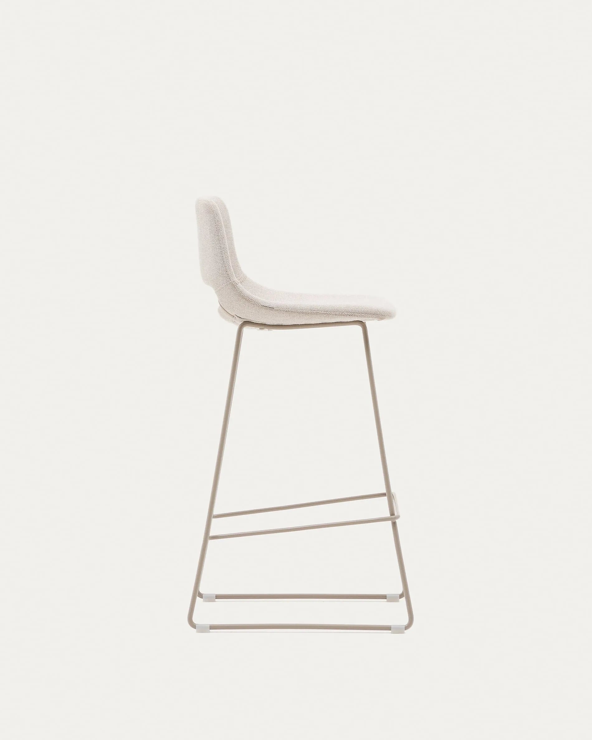 Eleganter Zahara Hocker, 76 cm, mit beigem Polster und robustem Stahlgestell, ideal für moderne Wohn- und Esszimmer.