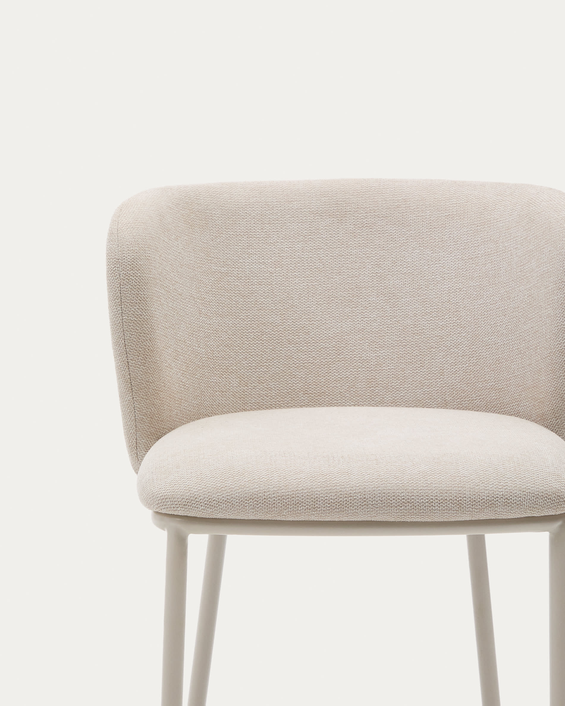 Moderner Hocker Ciselia, 65 cm hoch, aus beigem Chenille und Stahl, FSC-zertifiziert, perfekt für elegante Wohnräume.