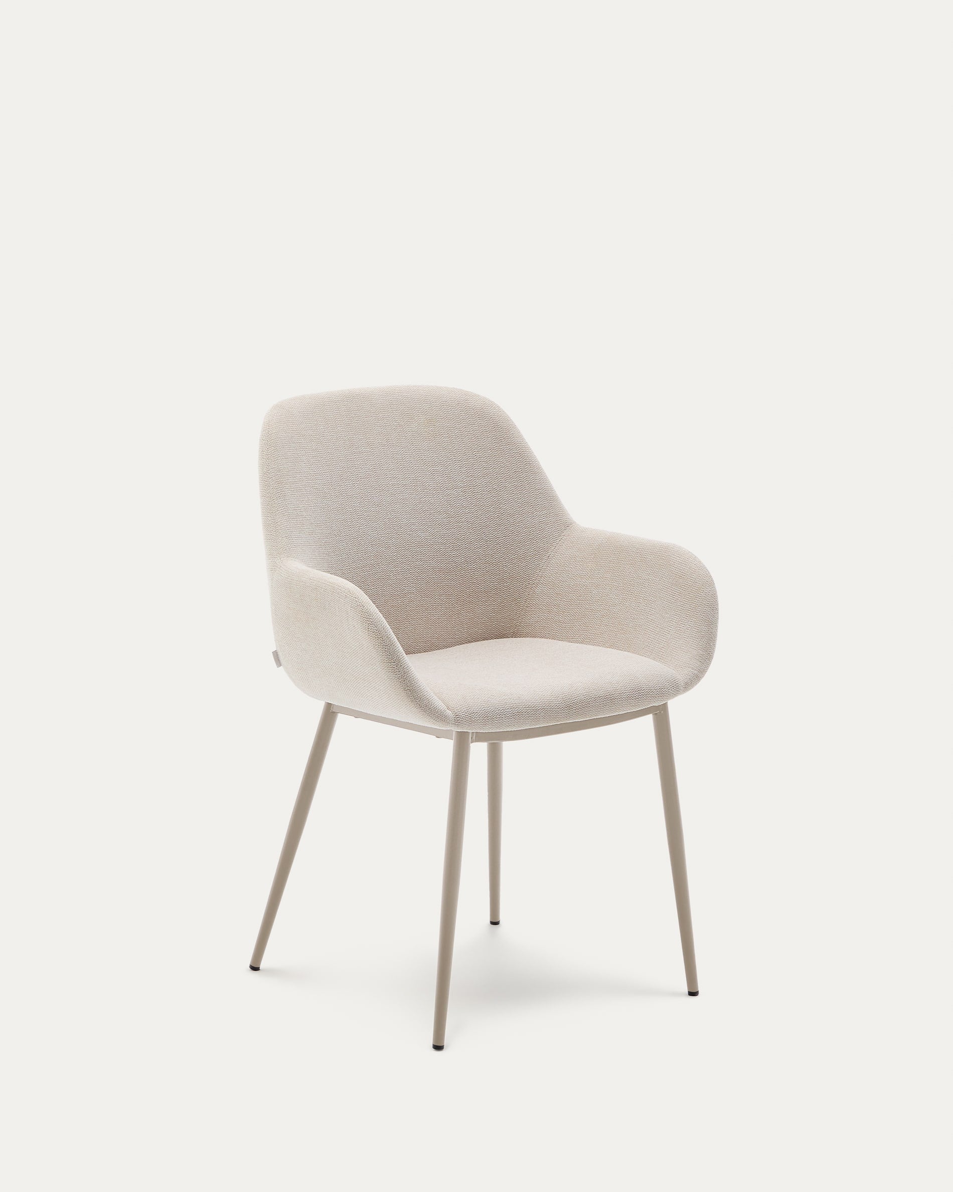 3D-Modell: Beigefarbener Stuhl Konna, ergonomisch, mit Stahlbeinen. Ideal für modernes Esszimmer, AR-kompatibel.