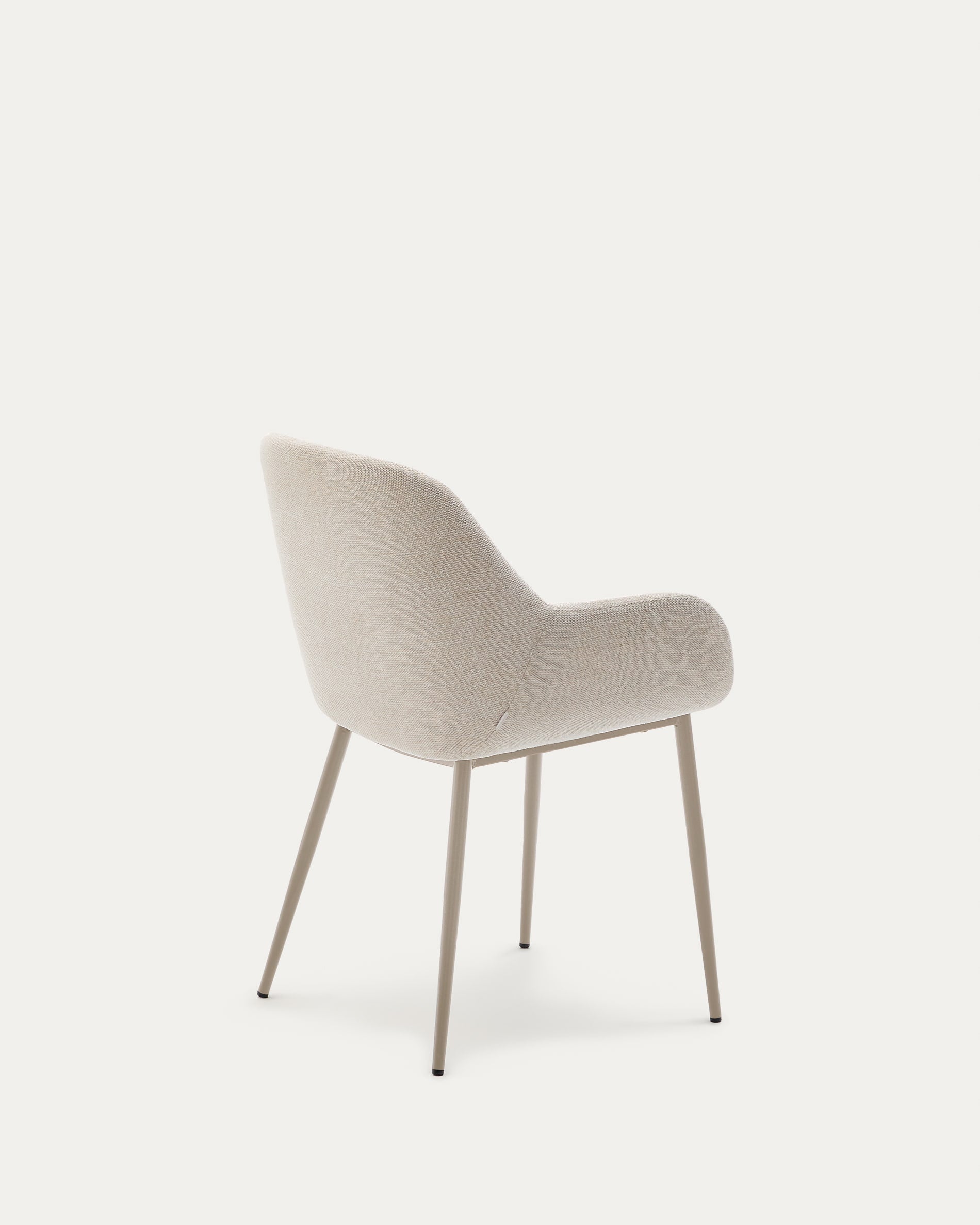 Moderner Stuhl Konna in Beige mit robusten Stahlbeinen, ideal für stilvolle und komfortable Einrichtung.