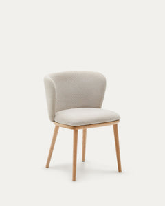 Ciselia chair beige chenille and solid ash with natural finish FSC Mix Credit