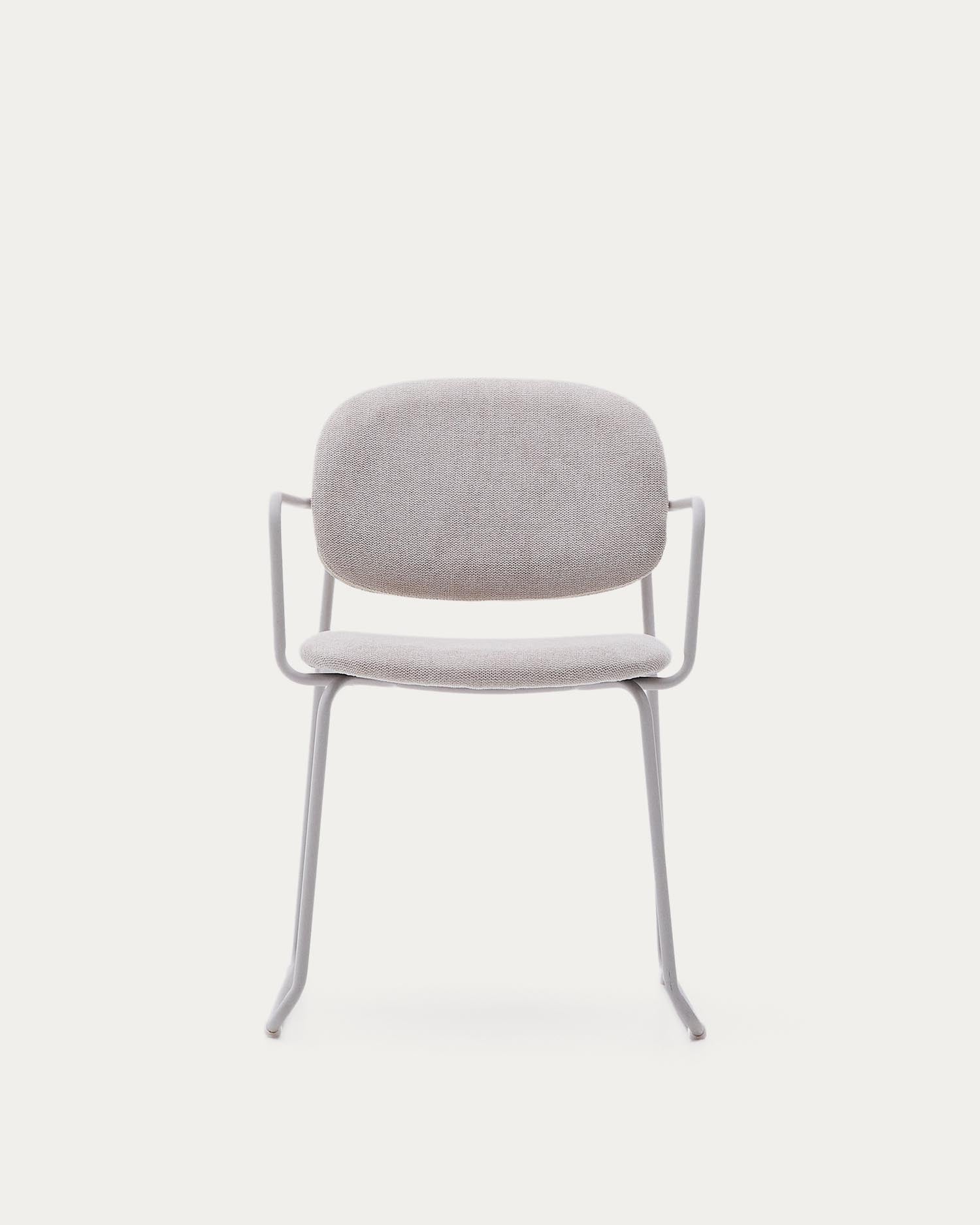 Stuhl Meli mit beiger Chenille und beigen Metallbeinen FSC Mix Credit in Beige präsentiert im Onlineshop von KAQTU Design AG. Stuhl ist von Kave Home