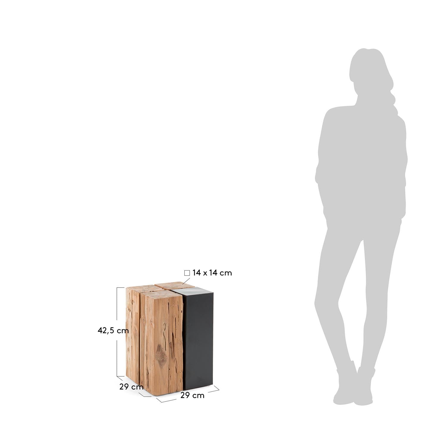 Eleganter Kwango Beistelltisch von Kave Home: Hochwertiges Teakholz und robustes Eisen vereinen Stil und Funktionalität für Ihr Zuhause.