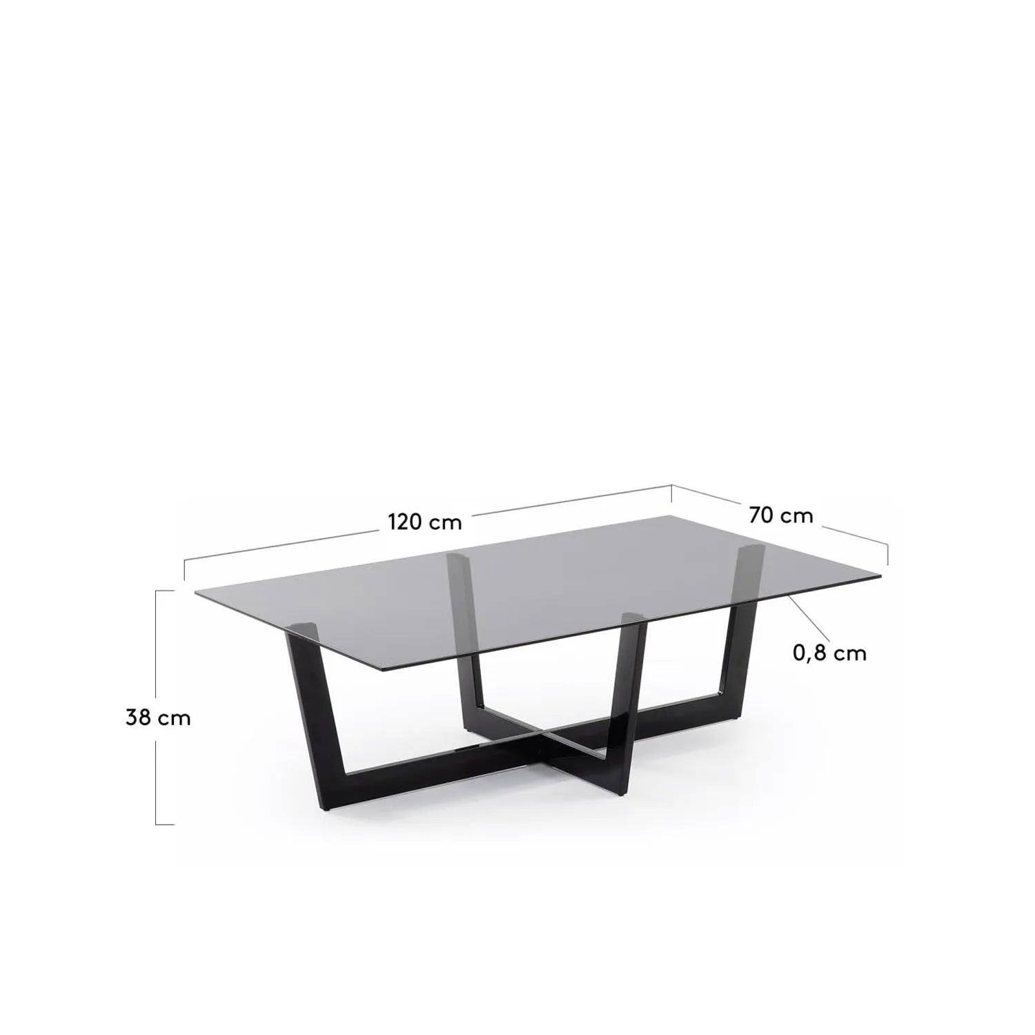 Plam Couchtisch Glas schwarz und Stahlstruktur mit schwarzem Finish 120 x 70 cm in Schwarz, Klar präsentiert im Onlineshop von KAQTU Design AG. Beistelltisch ist von Kave Home