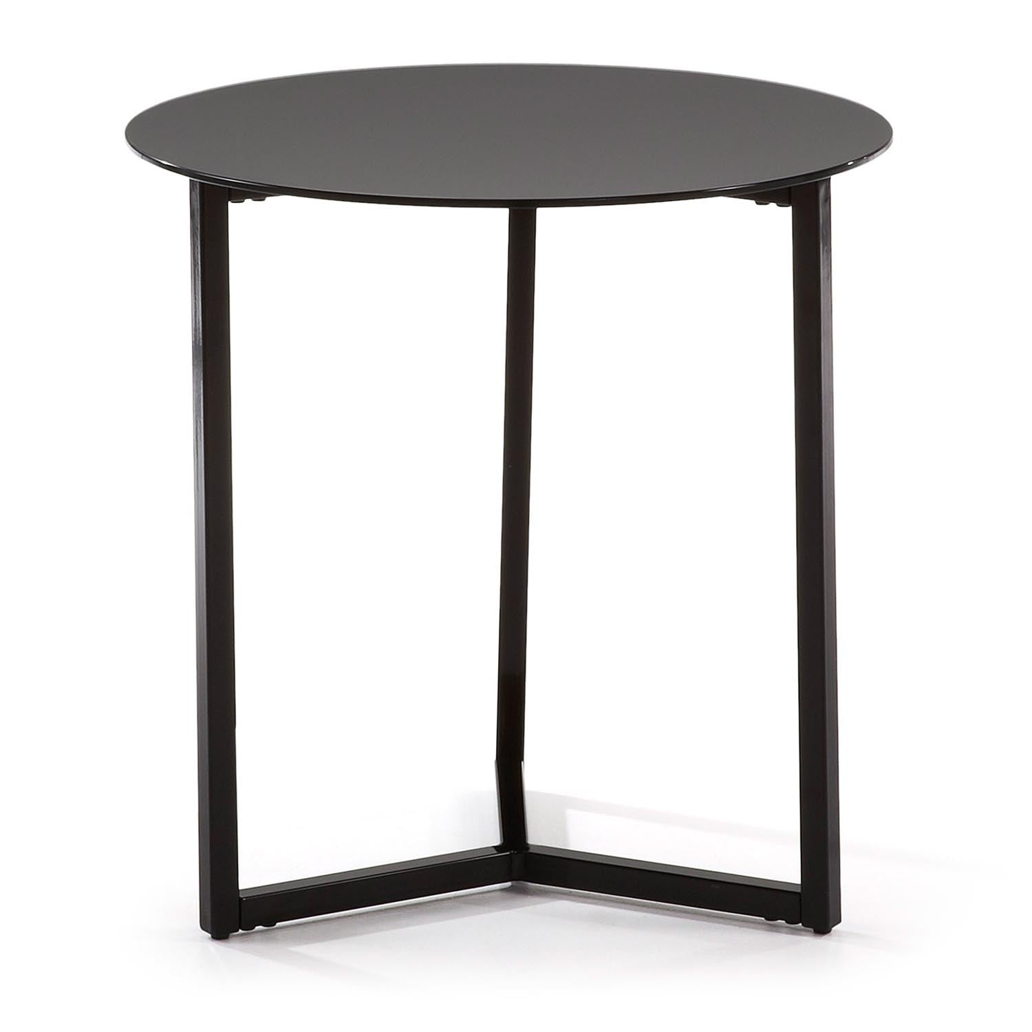 Raeam Beistelltisch getempertes Glas und Stahl mit schwarzem Finish Ø 50 cm in Schwarz präsentiert im Onlineshop von KAQTU Design AG. Beistelltisch ist von Kave Home