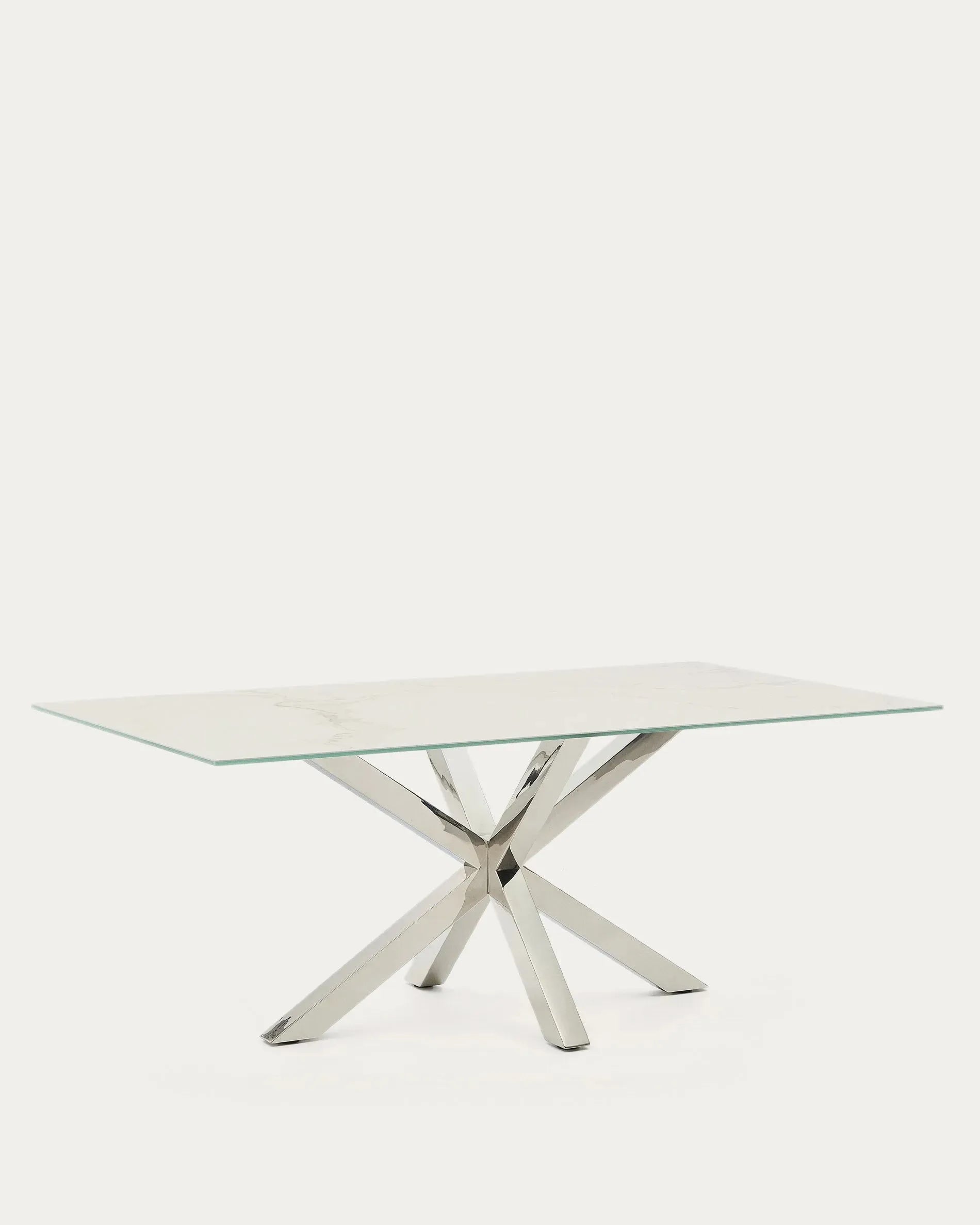 Moderner Tisch Argo: Porzellanoberfläche in Iron Moss, Edelstahlbeine, 200x100 cm, stilvoll und langlebig von Kave Home.