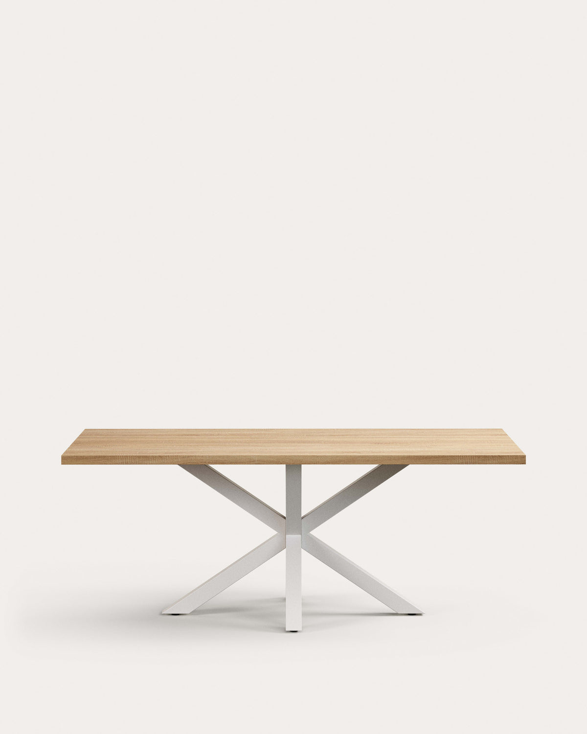 Tisch Argo aus Melamin mit natürlicher Oberfläche und Stahlbeinen mit weissem Finish, 200 x 100 cm in Natur, Weiss präsentiert im Onlineshop von KAQTU Design AG. Esstisch ist von Kave Home