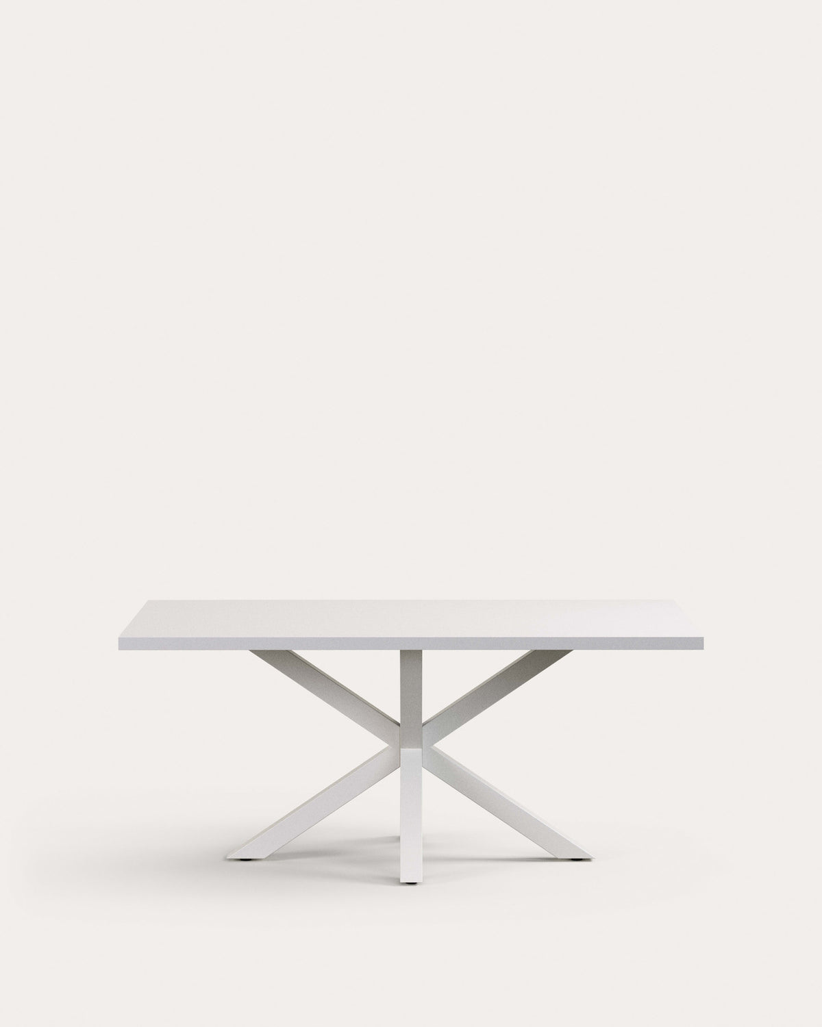 Tisch Argo aus Melamin mit weisser Oberfläche und Stahlbeinen mit weissem Finish, 180 x 100 cm in Weiss präsentiert im Onlineshop von KAQTU Design AG. Esstisch ist von Kave Home