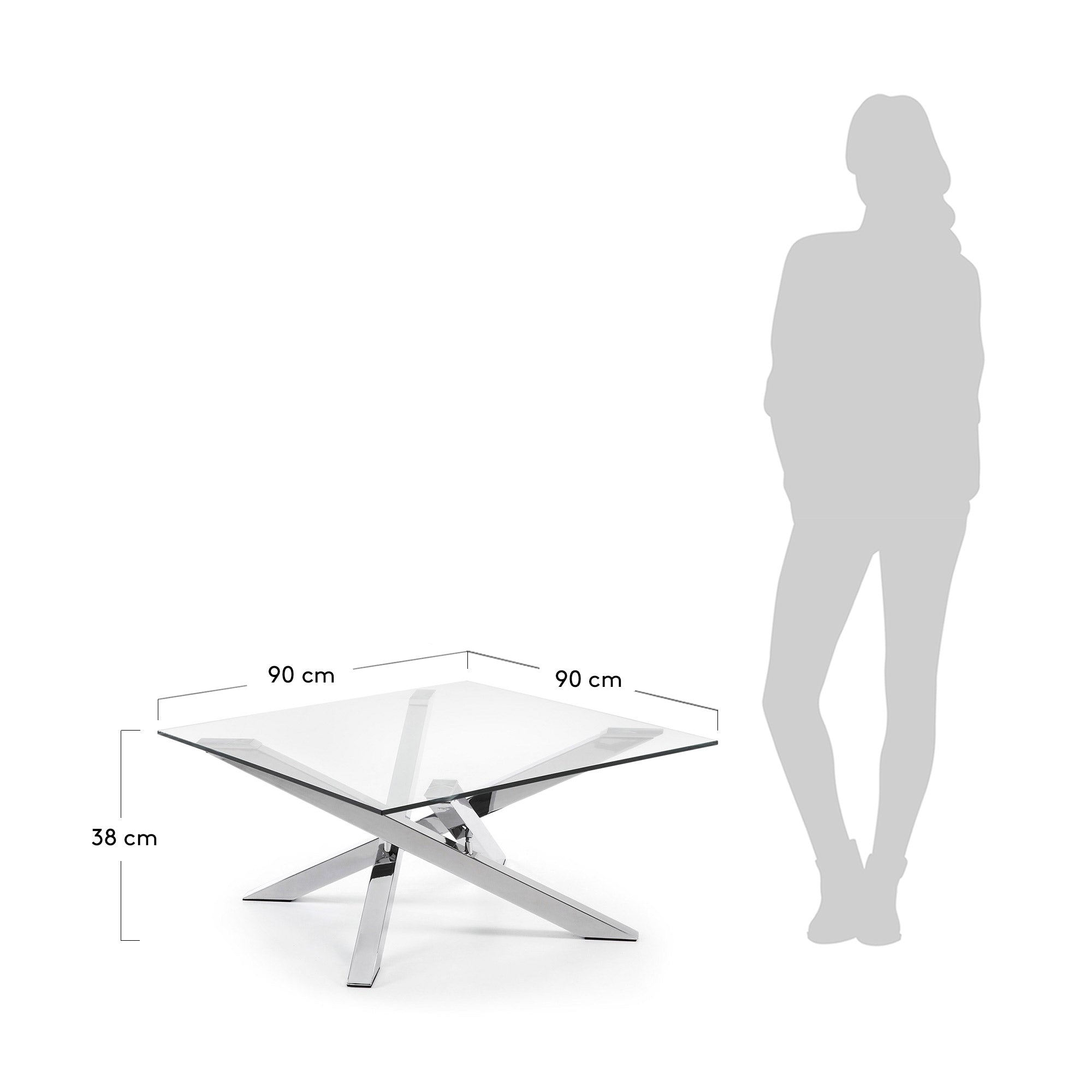 Der Kamido Couchtisch von Kave Home vereint modernes Design mit Funktionalität. Die elegante Glasplatte und stabilen Stahlbeine machen ihn zum idealen Mittelpunkt.