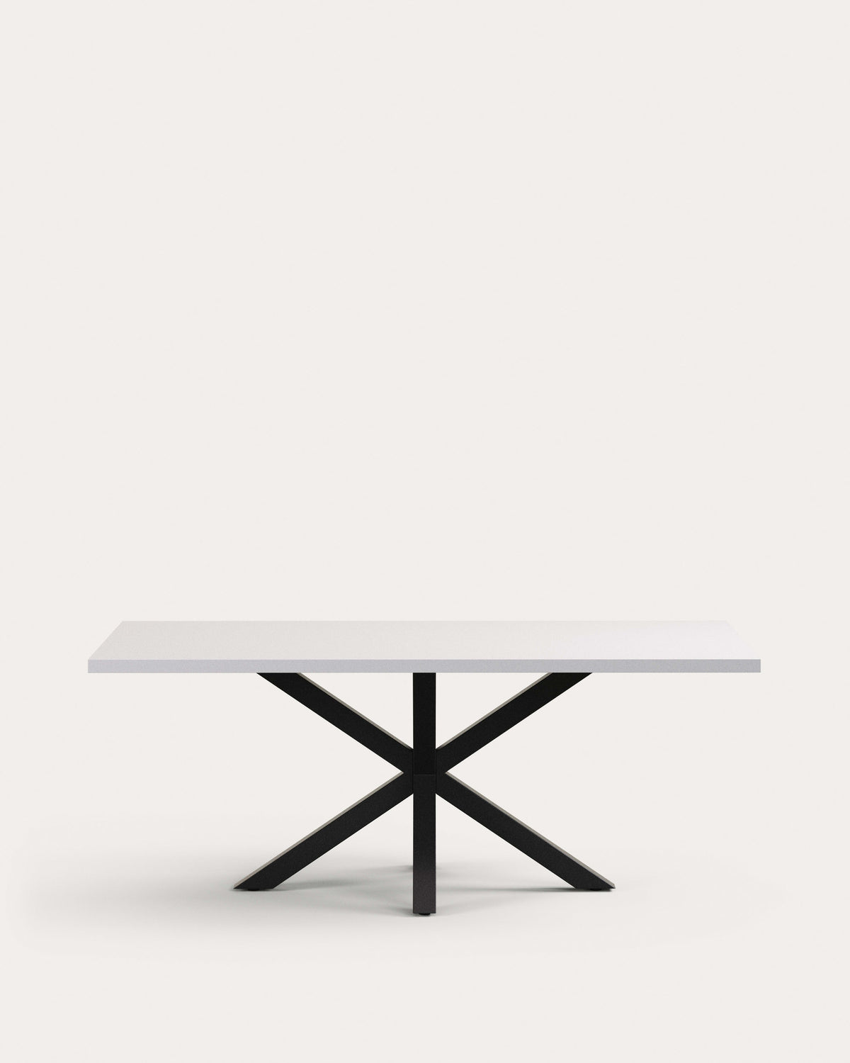 Tisch Argo aus Melamin mit weisser Oberfläche und Stahlbeinen mit schwarzem Finish, 200 x 100 cm in Schwarz, Weiss präsentiert im Onlineshop von KAQTU Design AG. Esstisch ist von Kave Home