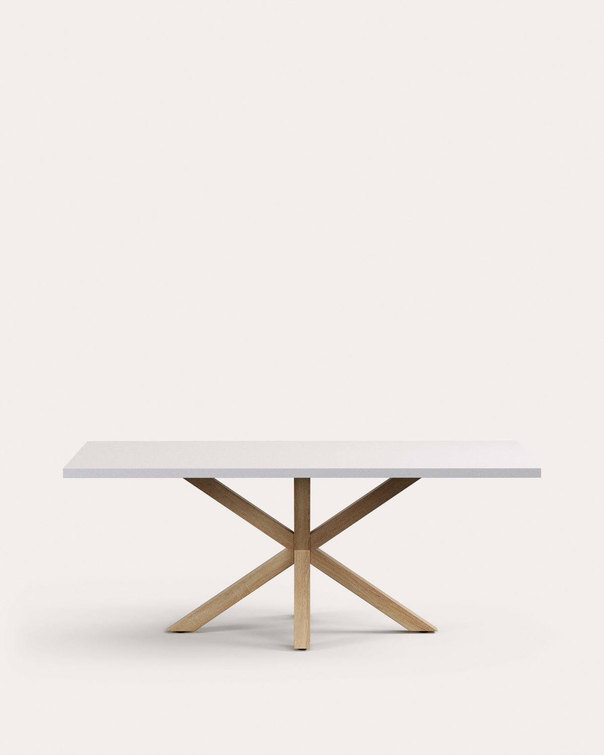 Tisch Argo aus Melamin mit weisser Oberfläche und Beinen aus Stahl in Holzoptik, 200 x 100 cm in Weiss, Natur präsentiert im Onlineshop von KAQTU Design AG. Esstisch ist von Kave Home