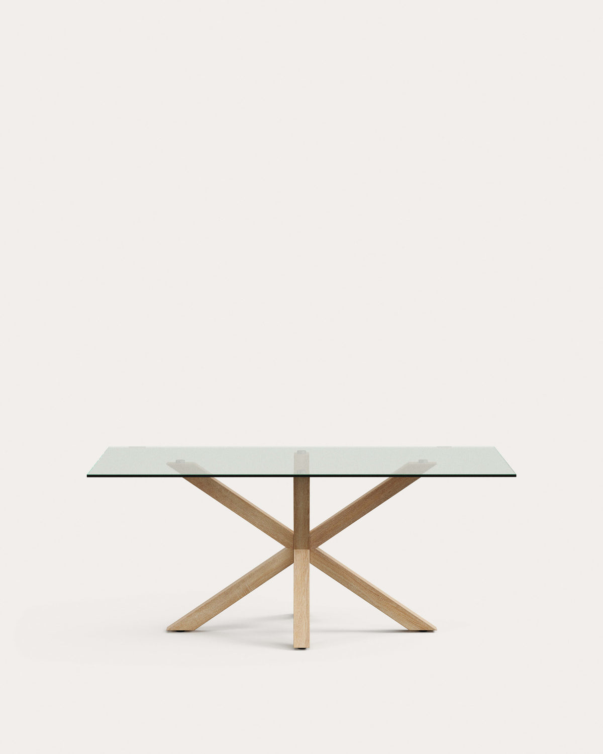 Argo Tisch aus Glas und Stahlbeine in Holzoptik 180 x 100 cm in Transparent, Natur präsentiert im Onlineshop von KAQTU Design AG. Esstisch ist von Kave Home