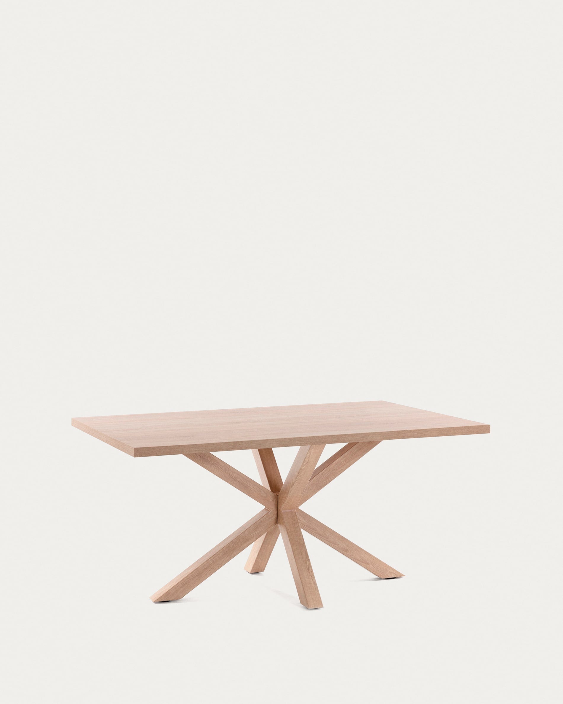 Moderner Tisch Argo: Melamin-Oberfläche in Natur-Optik, Stahlbeine in Holzdesign, 180x100 cm, elegant und langlebig, von Kave Home.