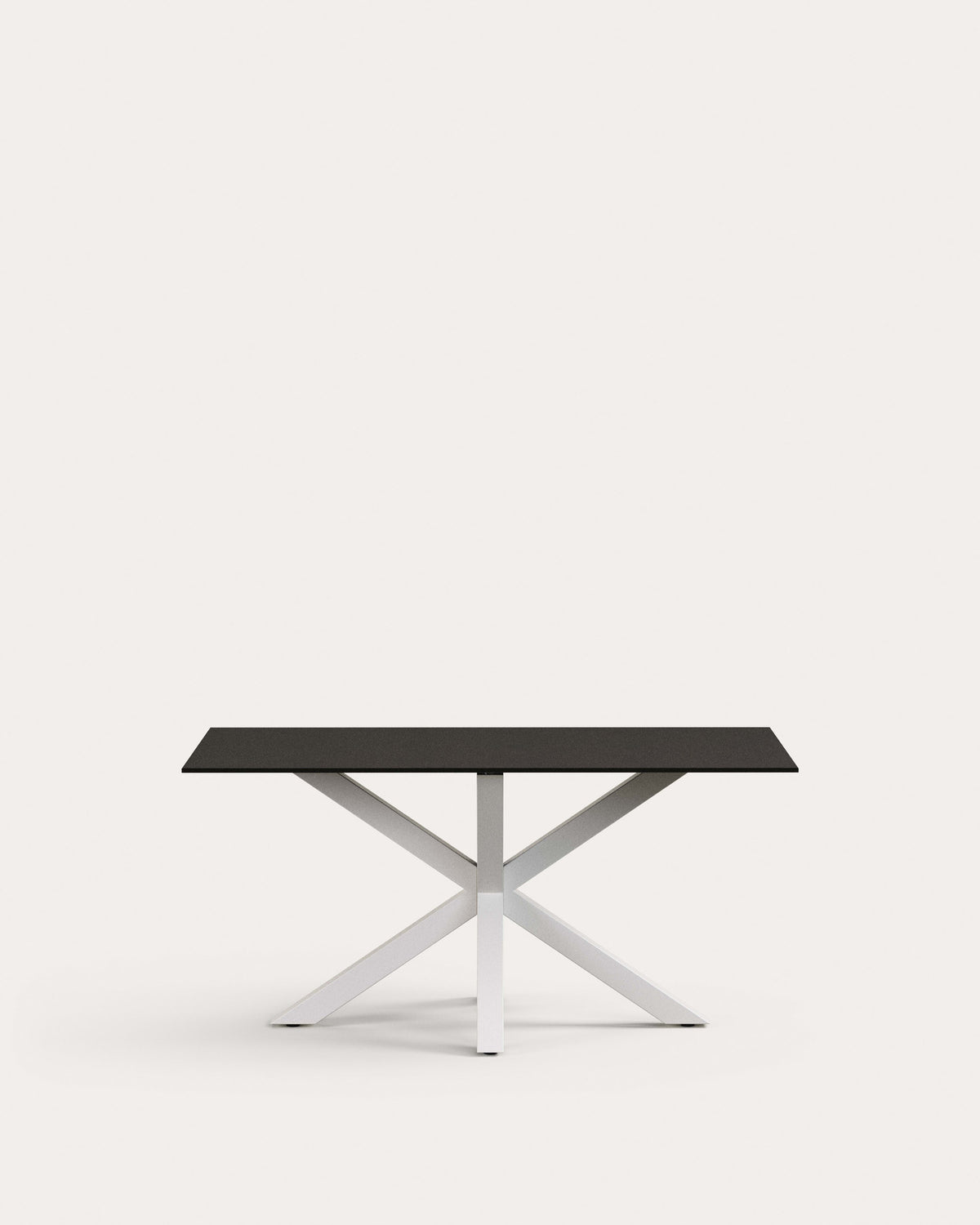 Tisch Argo aus schwarzem Milchglas und Stahlbeinen mit weissem Finish, 160 x 90 cm in Weiss, Schwarz präsentiert im Onlineshop von KAQTU Design AG. Esstisch ist von Kave Home