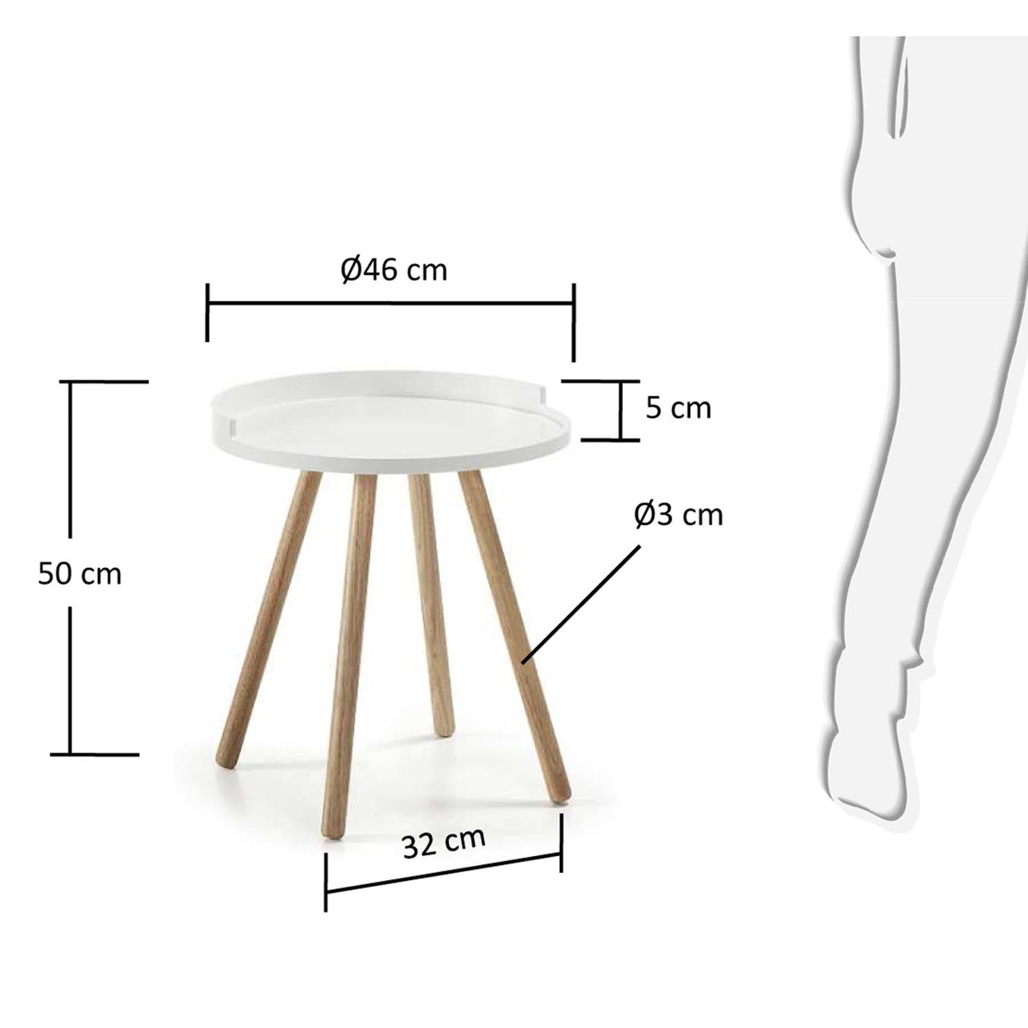 Eleganter Kurb Beistelltisch in strahlendem Weiss, Ø 46 cm, ideal für moderne Wohnräume. Hochwertige Materialien und vielseitig einsetzbar.