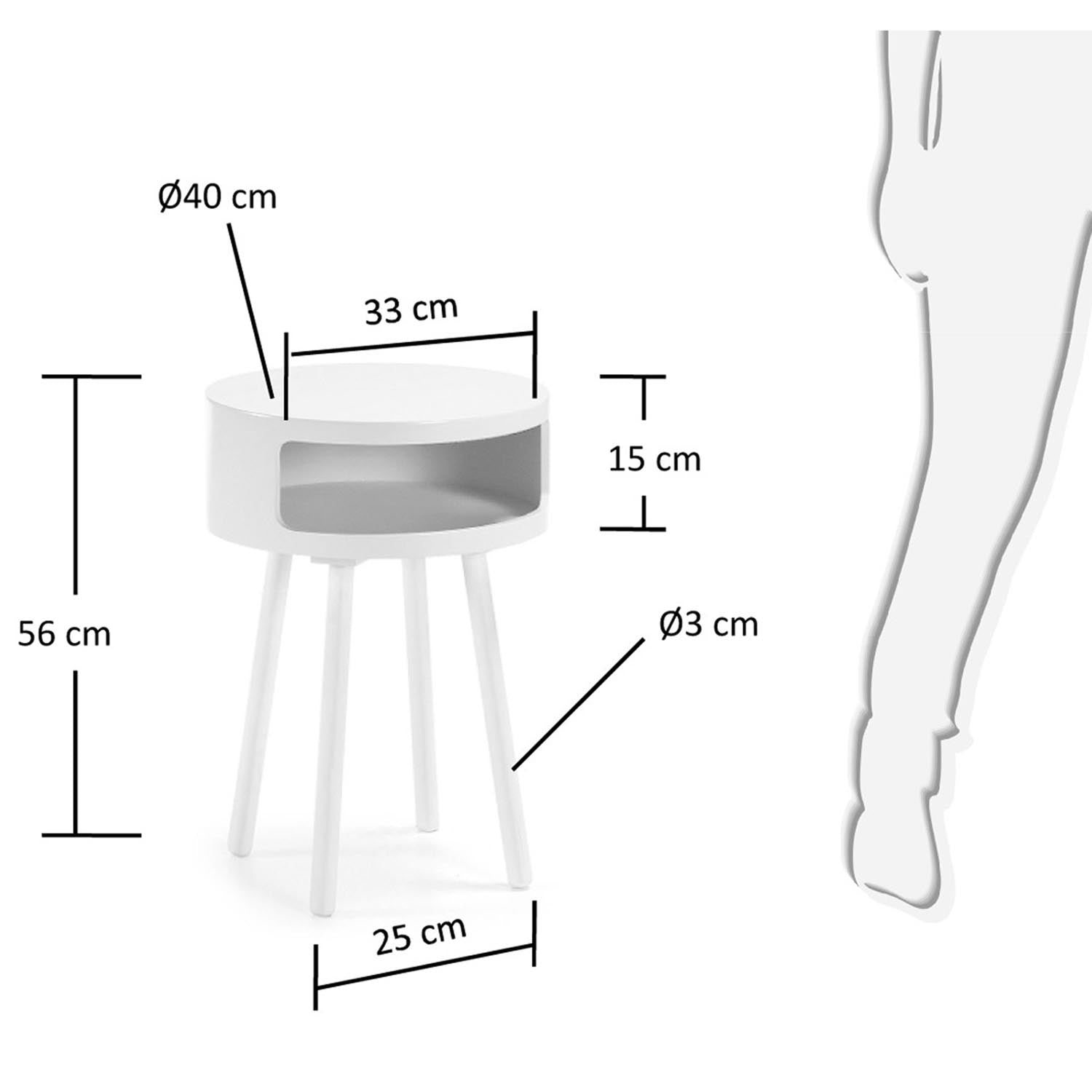 Eleganter Kurb B Beistelltisch Ø 40 cm in strahlendem Weiss von Kave Home. Ideal für jeden Raum, vereint Stil und Funktionalität.