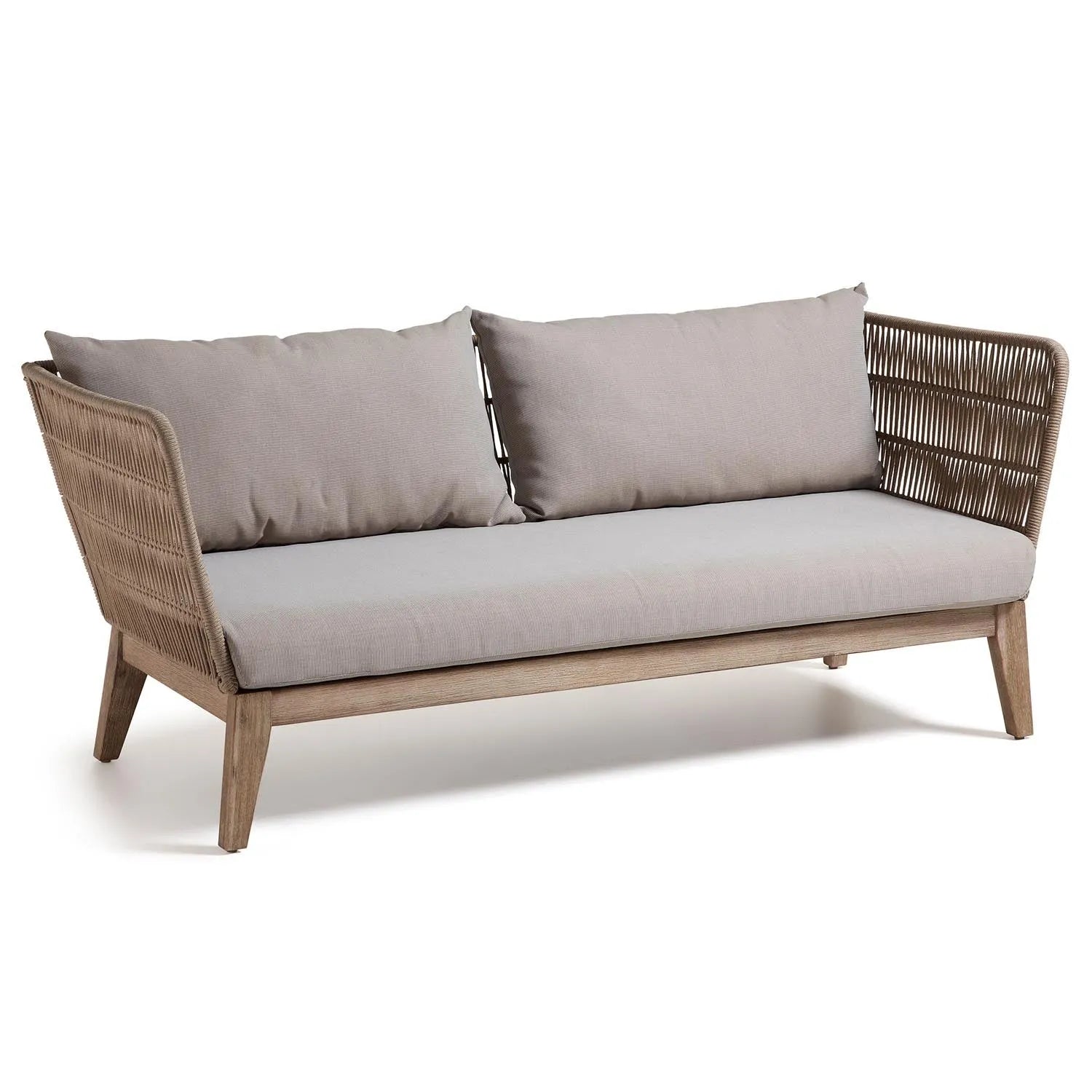 Belleny 3-Sitzer-Sofa aus Seil in Beige und massivem Akazienholz FSC 100% 176 cm in Beige, Natur, Grau präsentiert im Onlineshop von KAQTU Design AG. 3er Sofa ist von Kave Home