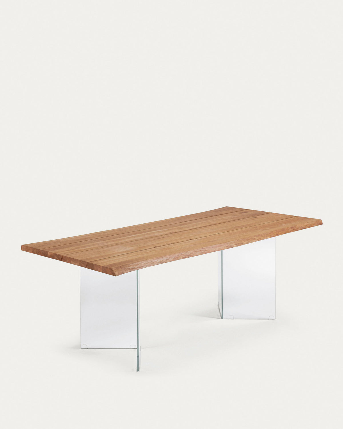 Lotty Tisch Eichenfurnier mit natürlichem Finish und Glasbeinen 220 x 100 cm in Natur, Transparent präsentiert im Onlineshop von KAQTU Design AG. Esstisch ist von Kave Home