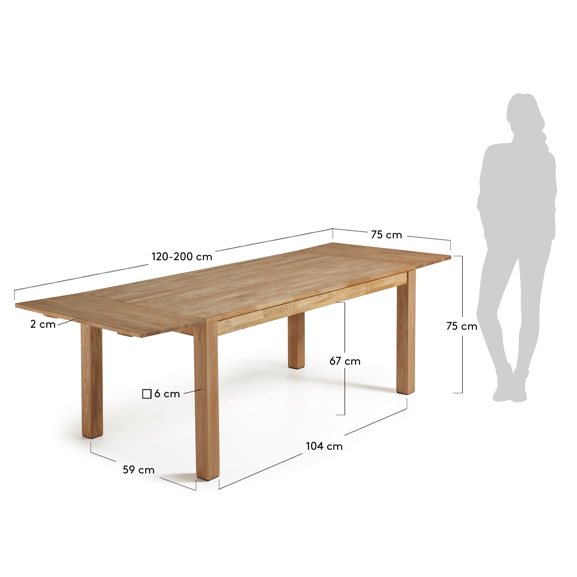 Isbel Tisch aus massiver Eiche, ausziehbar von 120 auf 200 cm, stilvoll und robust, perfekt für Esszimmer und vielseitig einsetzbar.