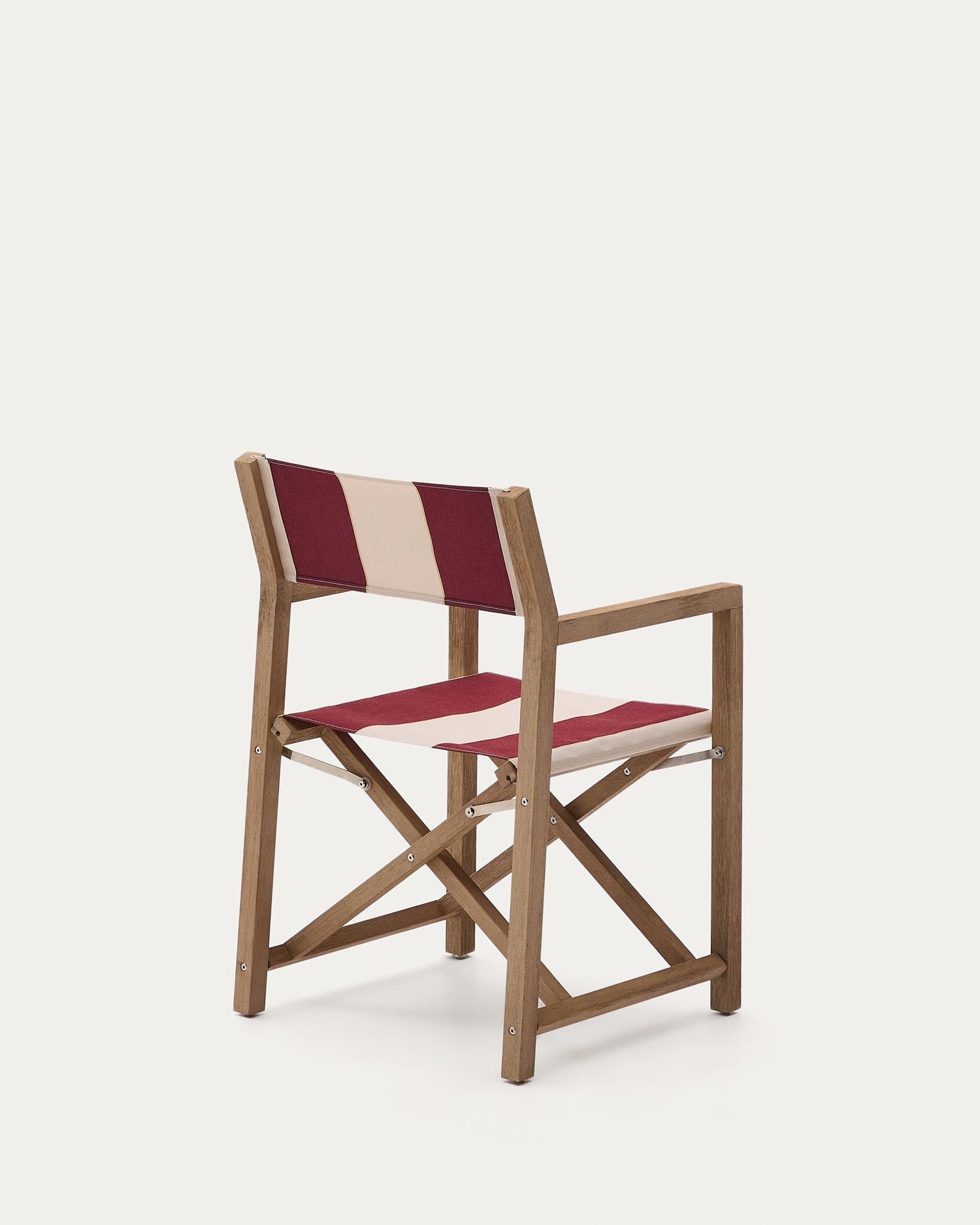 Weinrot-beige gestreifter Outdoor-Klappstuhl Vilara aus massivem Akazienholz, FSC 100% in  präsentiert im Onlineshop von KAQTU Design AG. Gartenstuhl ist von Kave Home