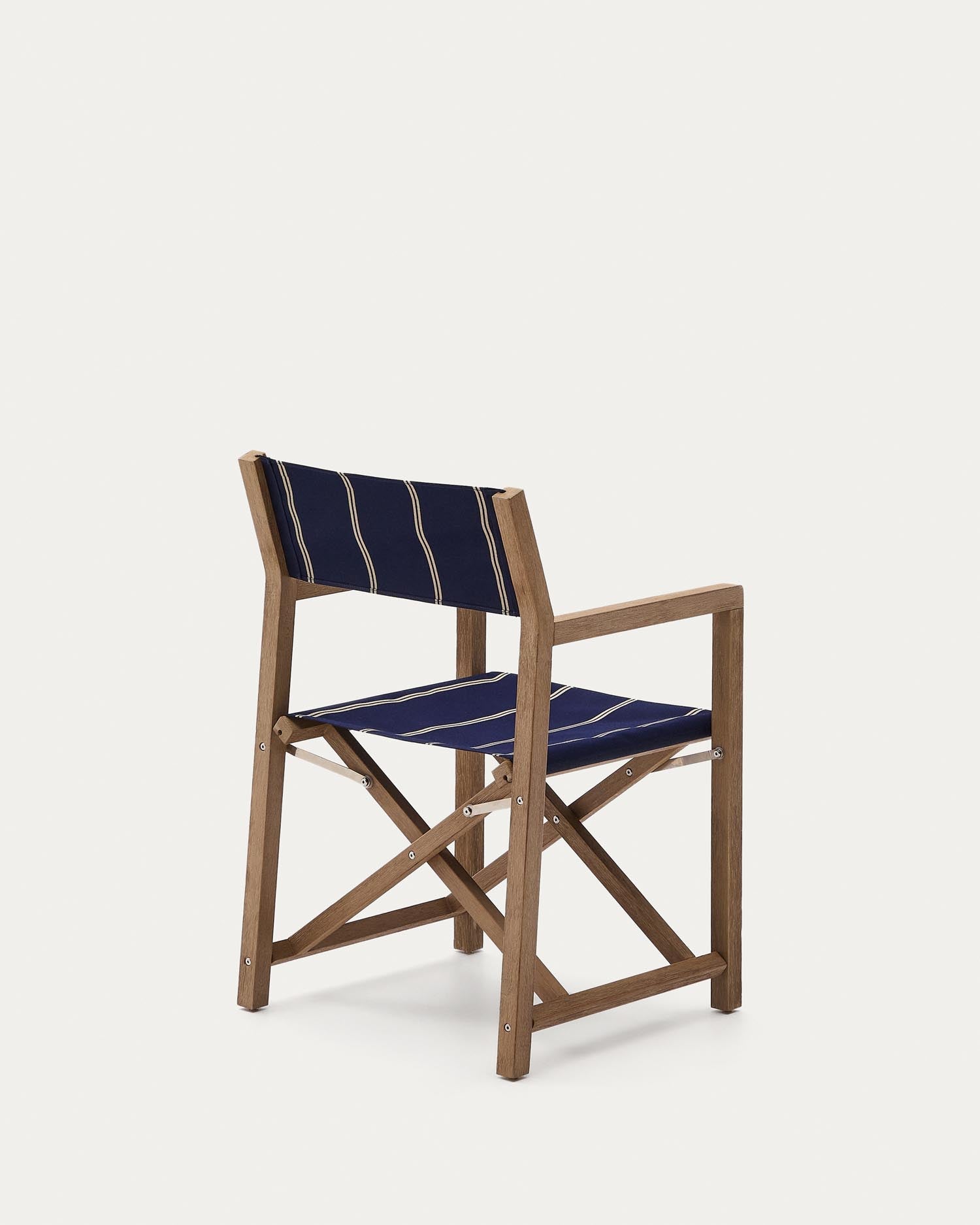 Blau-beige gestreifter Outdoor-Klappstuhl Vilara aus massivem Akazienholz, FSC™ 100% in Dunkelblau präsentiert im Onlineshop von KAQTU Design AG. Gartenstuhl ist von Kave Home