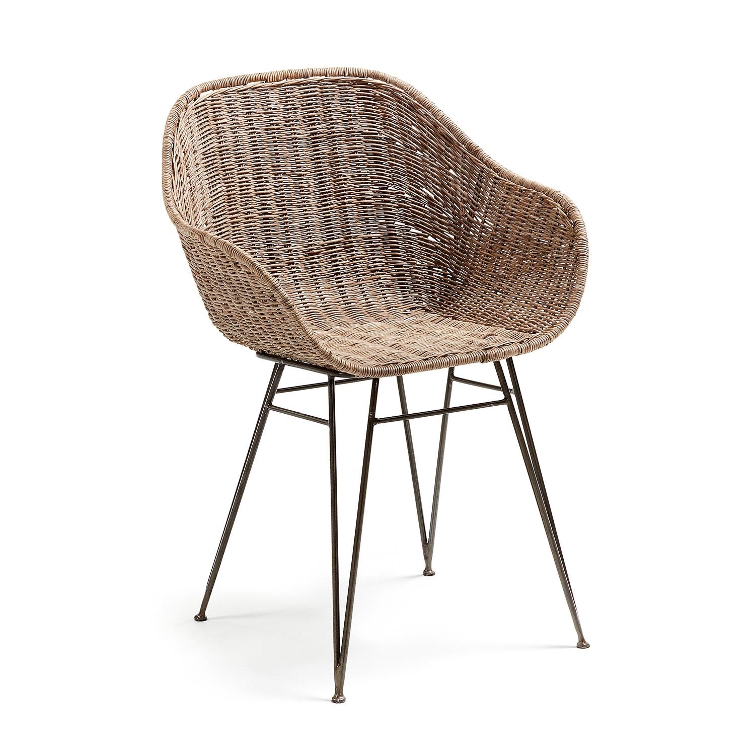 Chart Stuhl aus Rattan und Stahlbeine mit schwarzem Finish