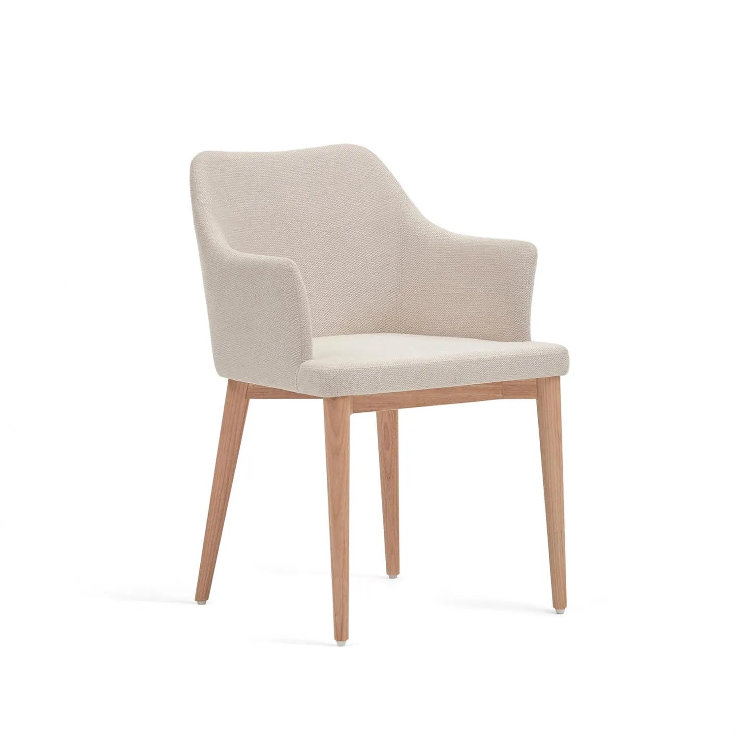 Eleganter Croft Stuhl: Beiger Chenille-Bezug, massive Eschenholzbeine, hoher Komfort, ideal für Esszimmer & Büro.