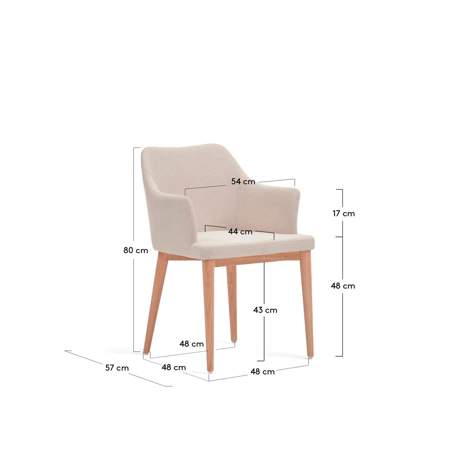 Croft Stuhl: Stilvolle Beige Chenille mit robusten Eschenholzbeinen.