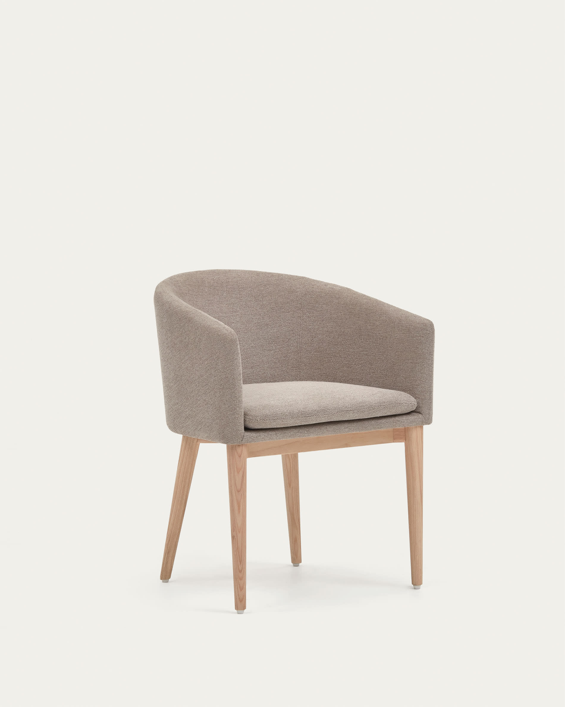 3D-Modell des Harlan Stuhls: braune Chenille, Eschenholzbeine, ergonomisch, ideal für Esszimmer und Büro.