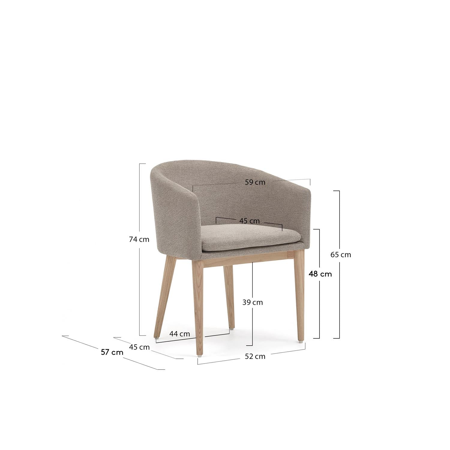Entdecken Sie den Harlan Stuhl von Kave Home: Eleganz in brauner Chenille, robuste Eschenholzbeine und ergonomischer Komfort für Ihr Zuhause.