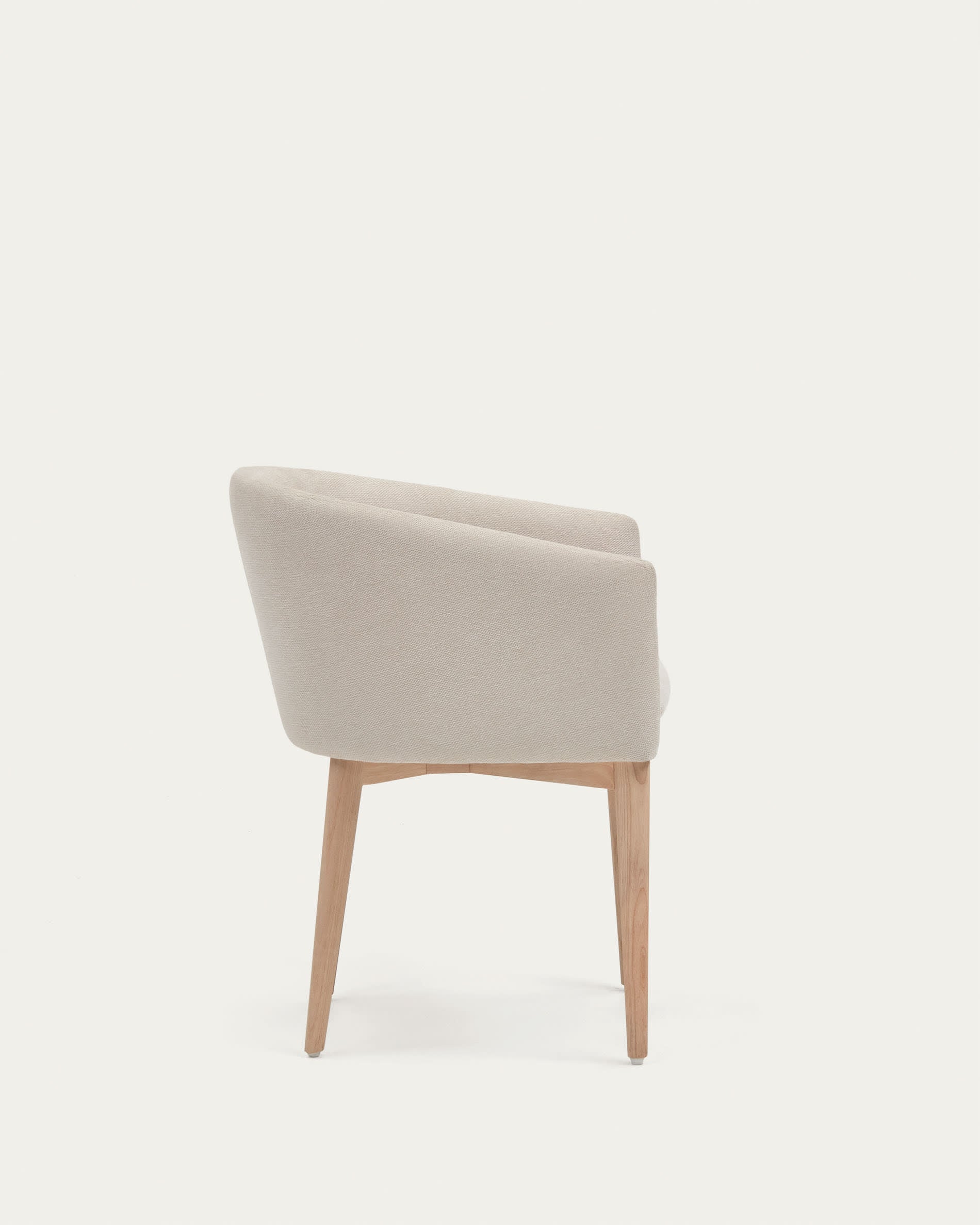 Harlan Stuhl: Beiger Chenillebezug & Eschenholz für modernes Design.