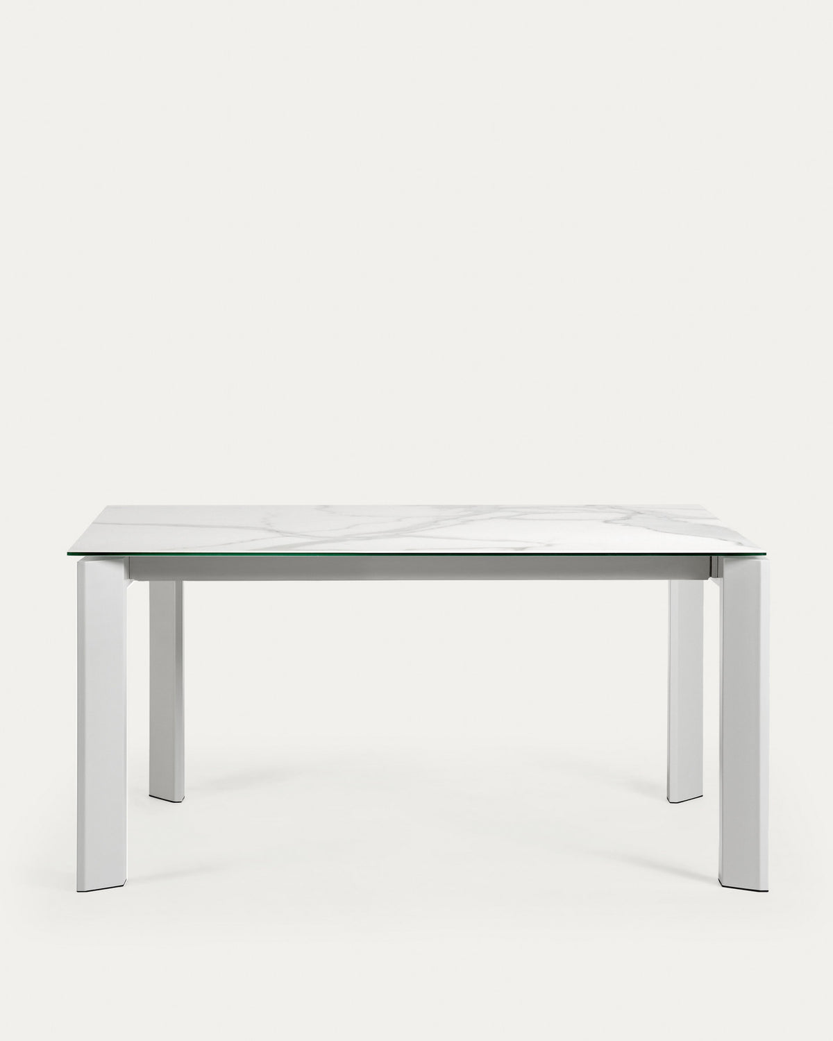 Axis Ausziehtisch Feinsteinzeug mit Kalos Blanco Finish Beine in Grau 160 (220) cm in Weiss, Grau präsentiert im Onlineshop von KAQTU Design AG. Esstisch ist von Kave Home
