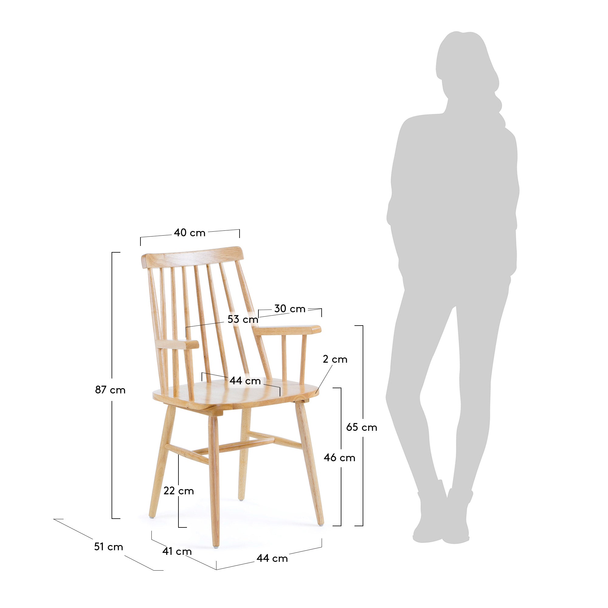 Erleben Sie den Tressia Stuhl mit Armlehnen aus massivem Kautschukholz – stilvoll, ergonomisch und ideal für jedes moderne Zuhause.