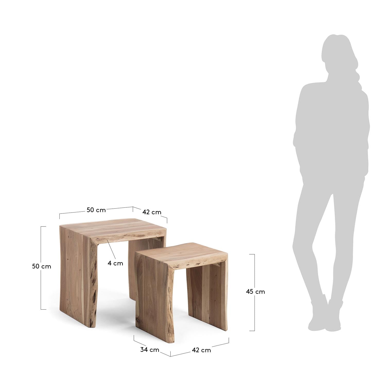 Zuleika Set aus 2 Satztischen in Natur präsentiert im Onlineshop von KAQTU Design AG. Beistelltisch ist von Kave Home