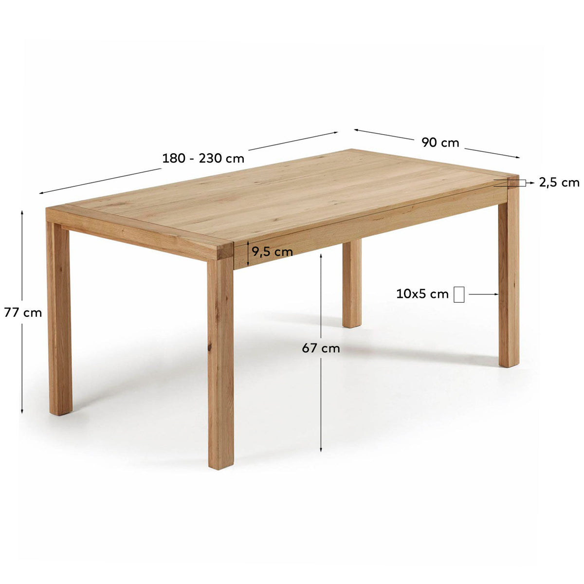 Briva Ausziehtisch aus Eichenfurnier mit natürlichem Finish 180 (230) x 90 cm in Natur präsentiert im Onlineshop von KAQTU Design AG. Esstisch ist von Kave Home