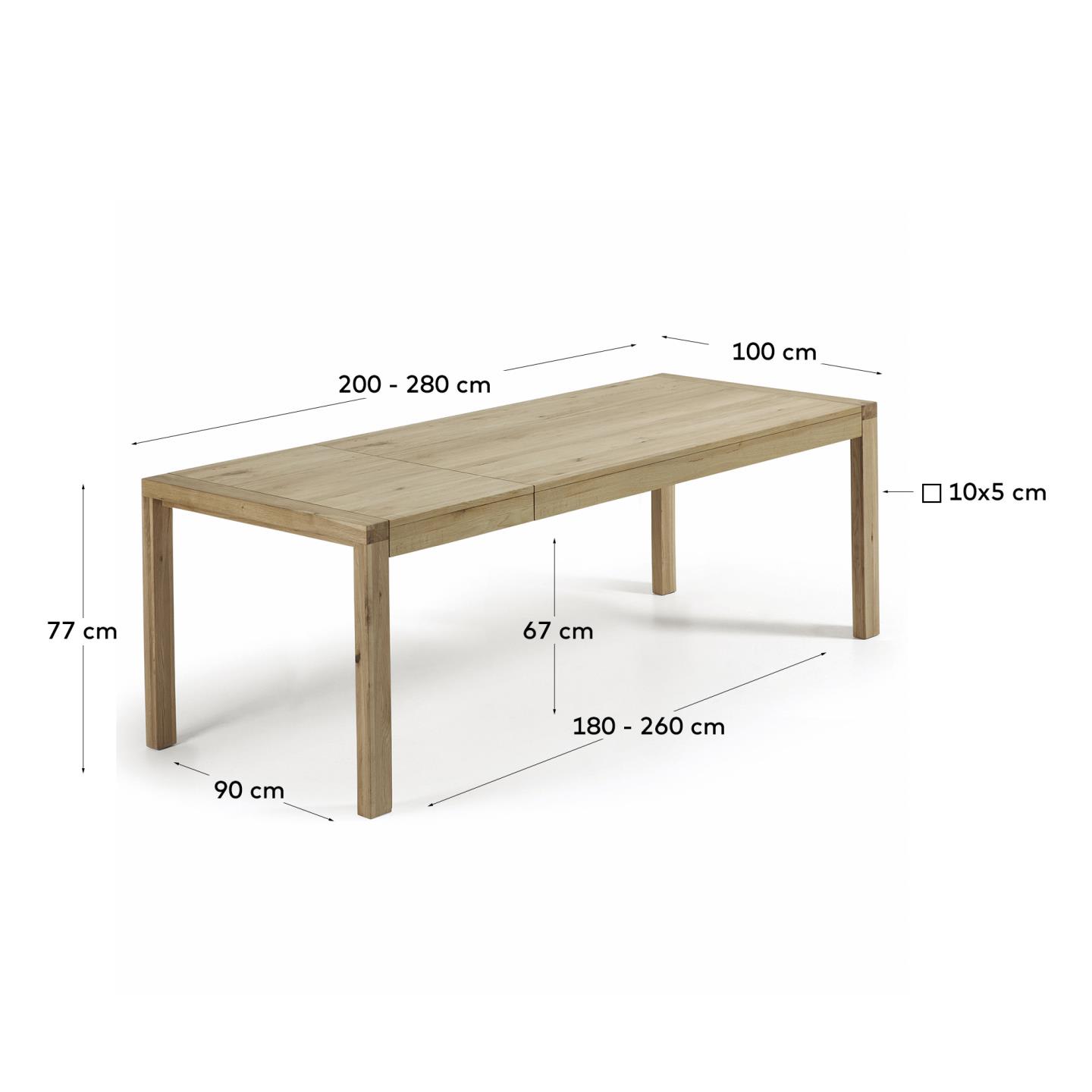Moderner Briva Ausziehtisch aus Eichenfurnier, natürlich veredelt, 200-280 cm, perfekt für elegante Wohnräume.