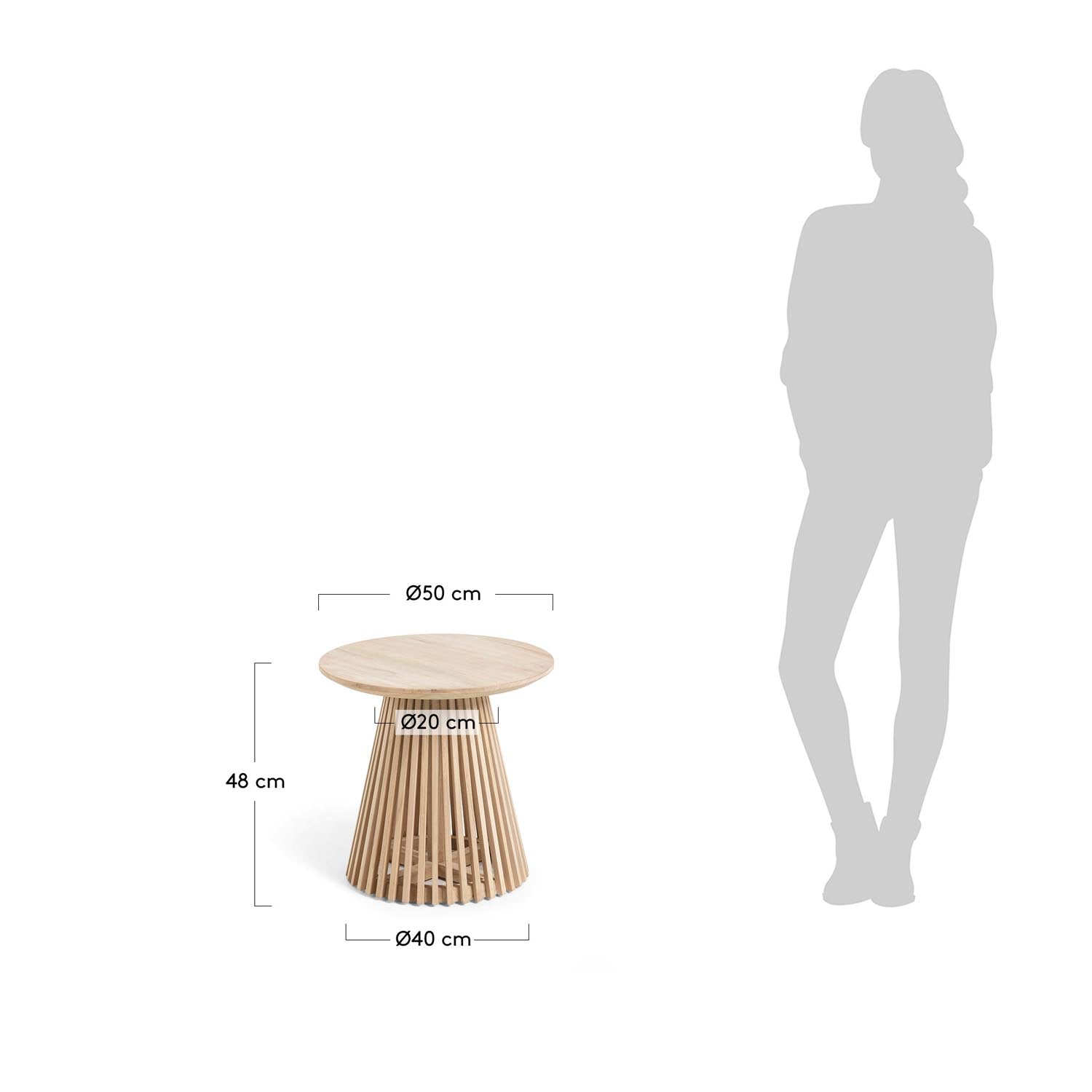 Jeanette Beistelltisch aus massivem Teakholz Ø 50 cm in Natur präsentiert im Onlineshop von KAQTU Design AG. Beistelltisch ist von Kave Home