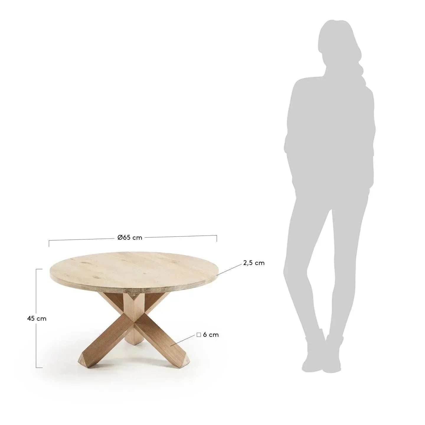 Eleganter Couchtisch Lotus aus massiver Eiche, Ø 65 cm, von Kave Home. Perfekt für moderne und geschmackvolle Wohnräume.
