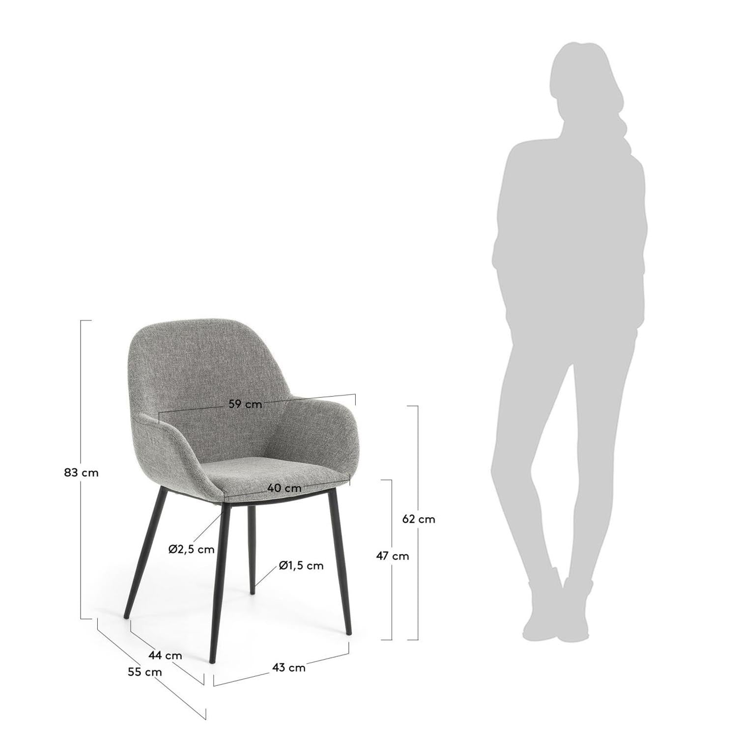 Entdecke den hellgrauen Konna Stuhl von Kave Home: stilvolles Design, exzellente Polsterung und perfekte Ergänzung für jedes Esszimmer.