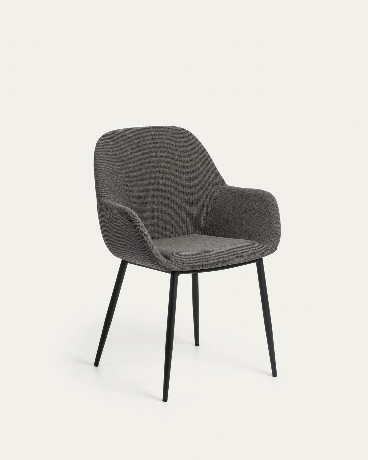 Konna Stuhl in Dunkelgrau mit schwarz lackierten Stahlbeinen FR in Grau, Schwarz präsentiert im Onlineshop von KAQTU Design AG. Stuhl ist von Kave Home