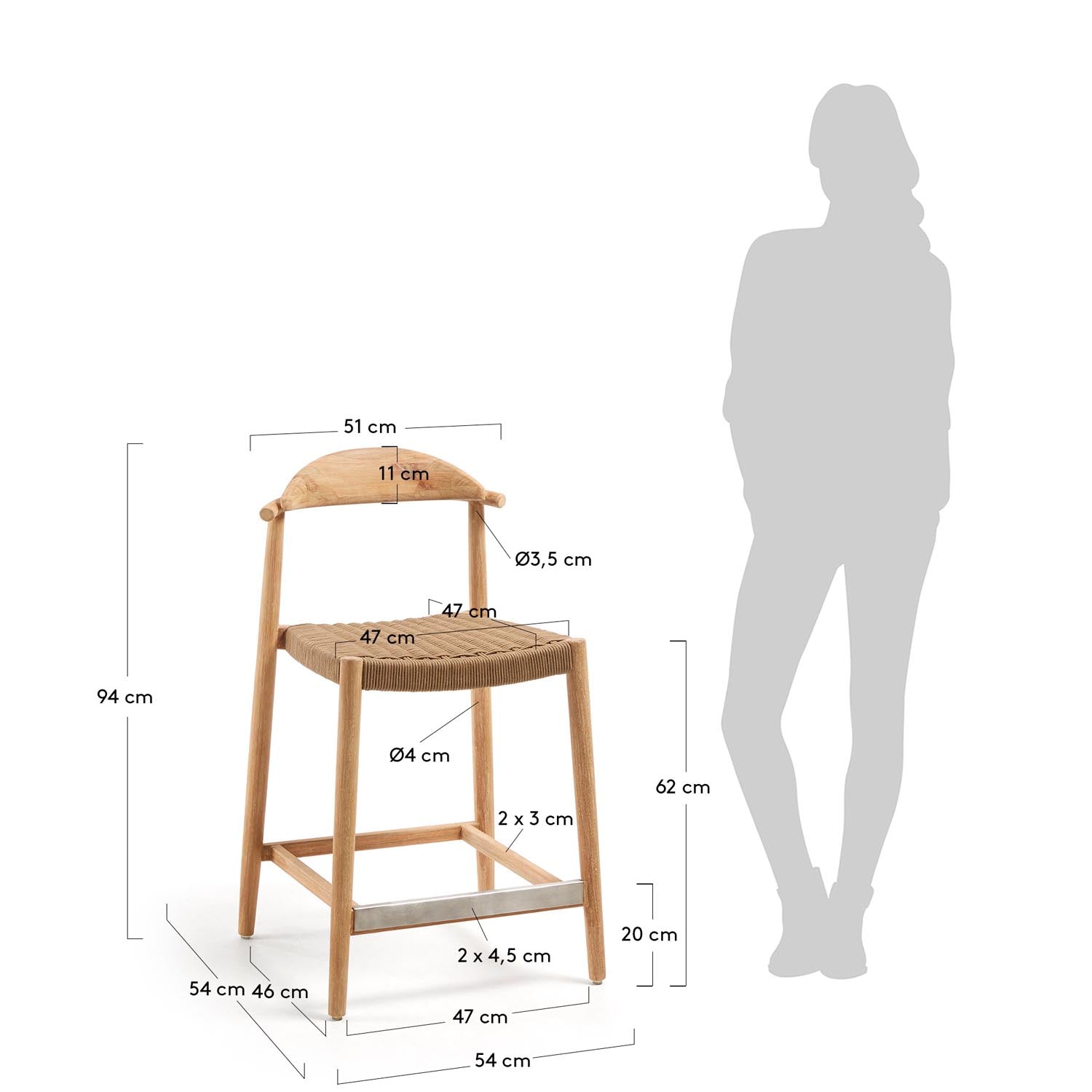 Entdecke den stilvollen Hocker Nina aus massivem Akazienholz (62 cm), ideal für jeden Raum. Hochwertig, langlebig und nachhaltig.