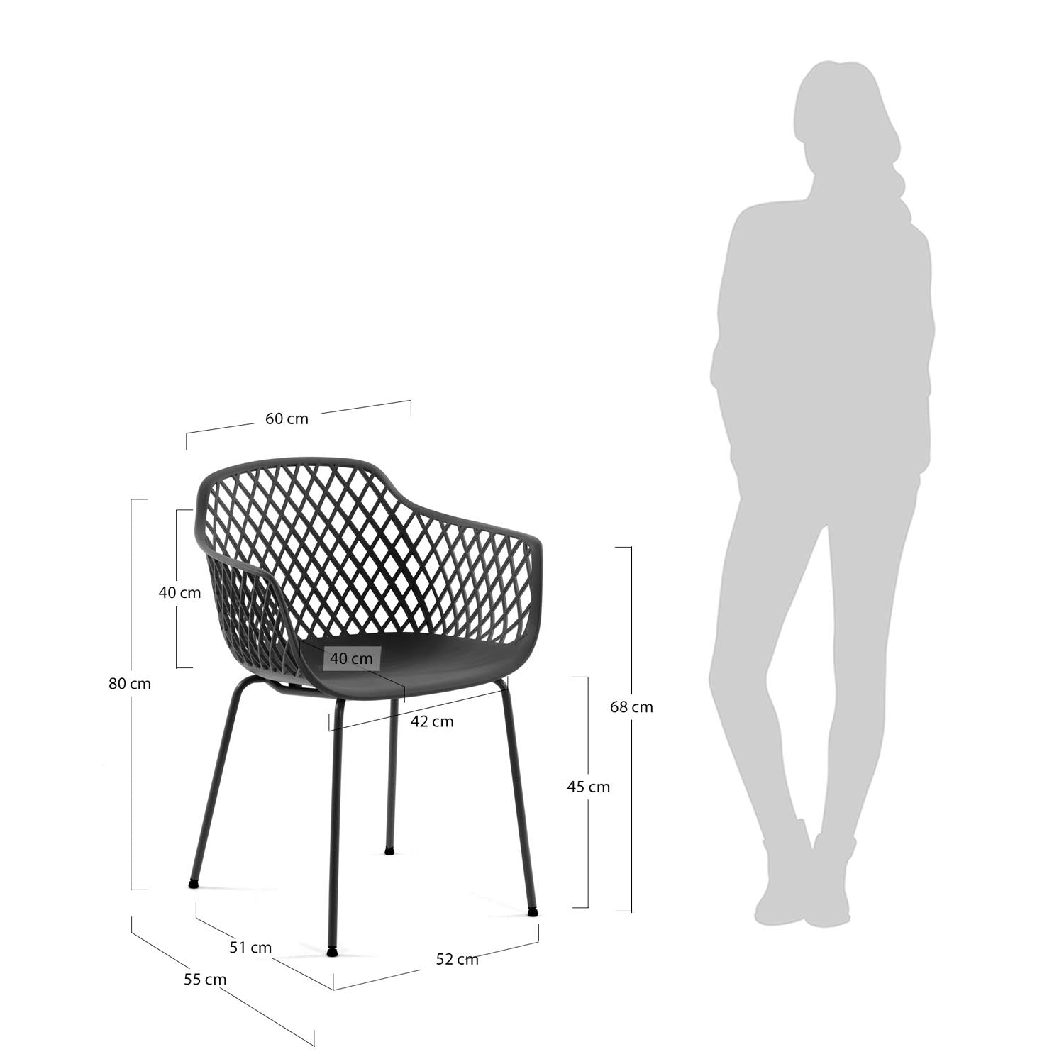 Entdecke den eleganten Outdoor Stuhl Quinn in Grau von Kave Home – wetterfest, langlebig und perfekt für entspannte Stunden im Garten oder auf dem Balkon.