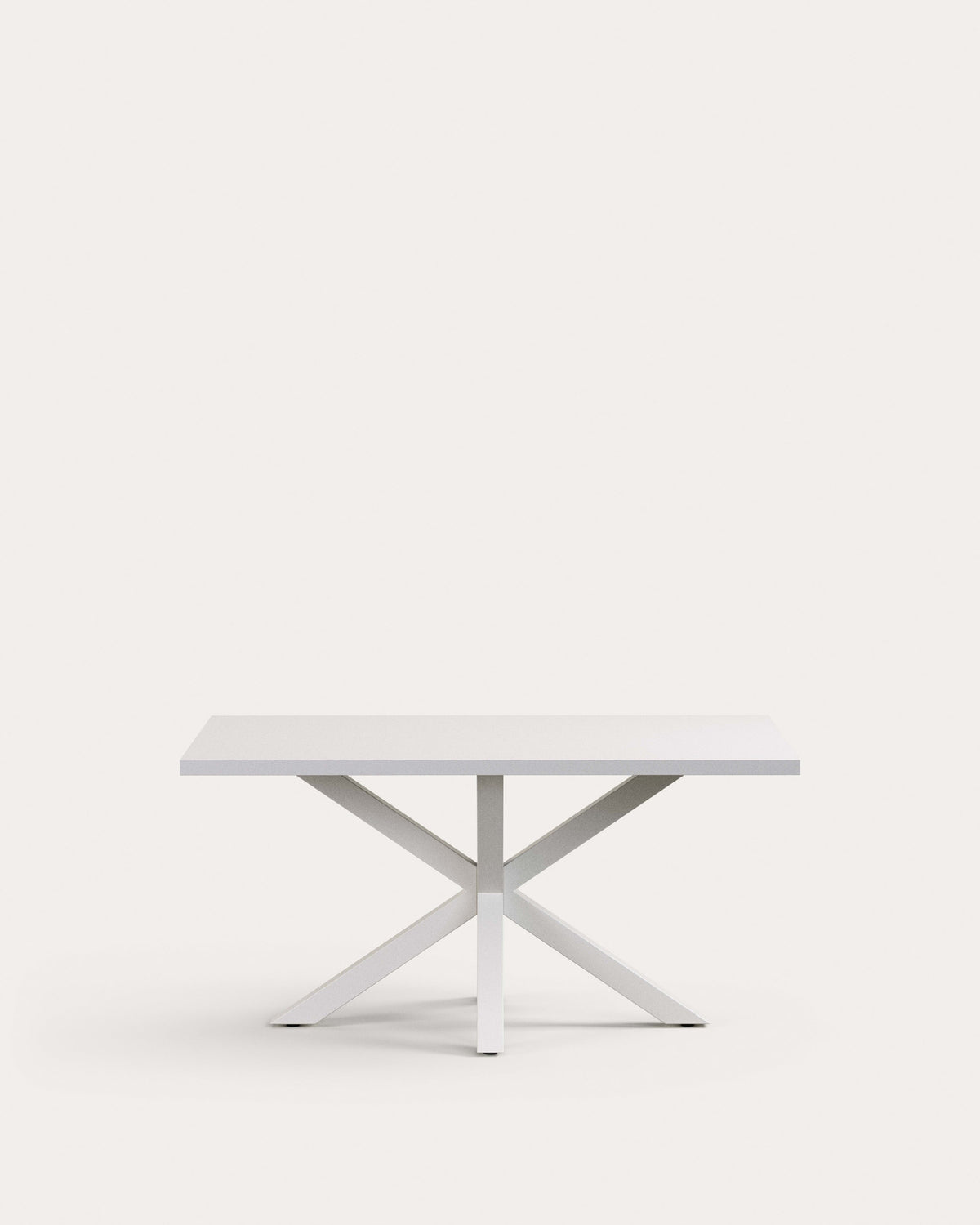 Tisch Argo aus Melamin mit weisser Oberfläche und Stahlbeinen mit weissem Finish, 160 x 100 cm in Weiss präsentiert im Onlineshop von KAQTU Design AG. Esstisch ist von Kave Home
