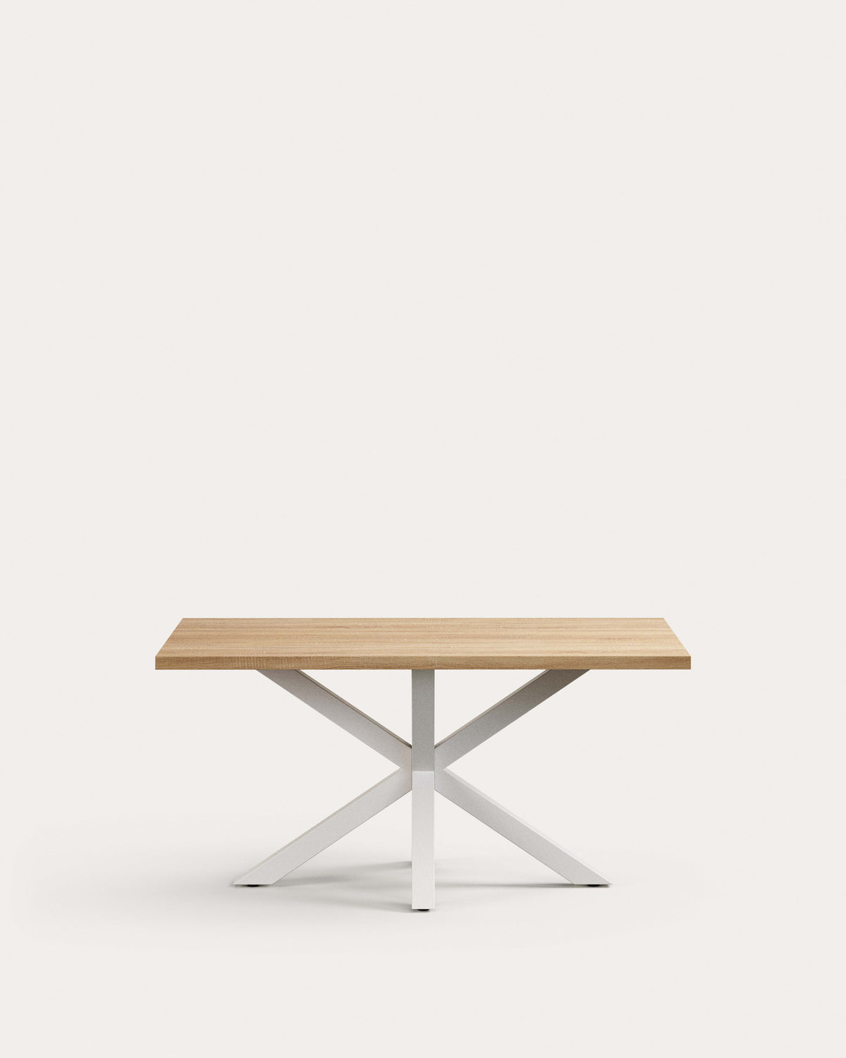 Tisch Argo aus Melamin mit natürlicher Oberfläche und Stahlbeinen mit weissem Finish, 160 x 100 cm in Natur, Weiss präsentiert im Onlineshop von KAQTU Design AG. Esstisch ist von Kave Home