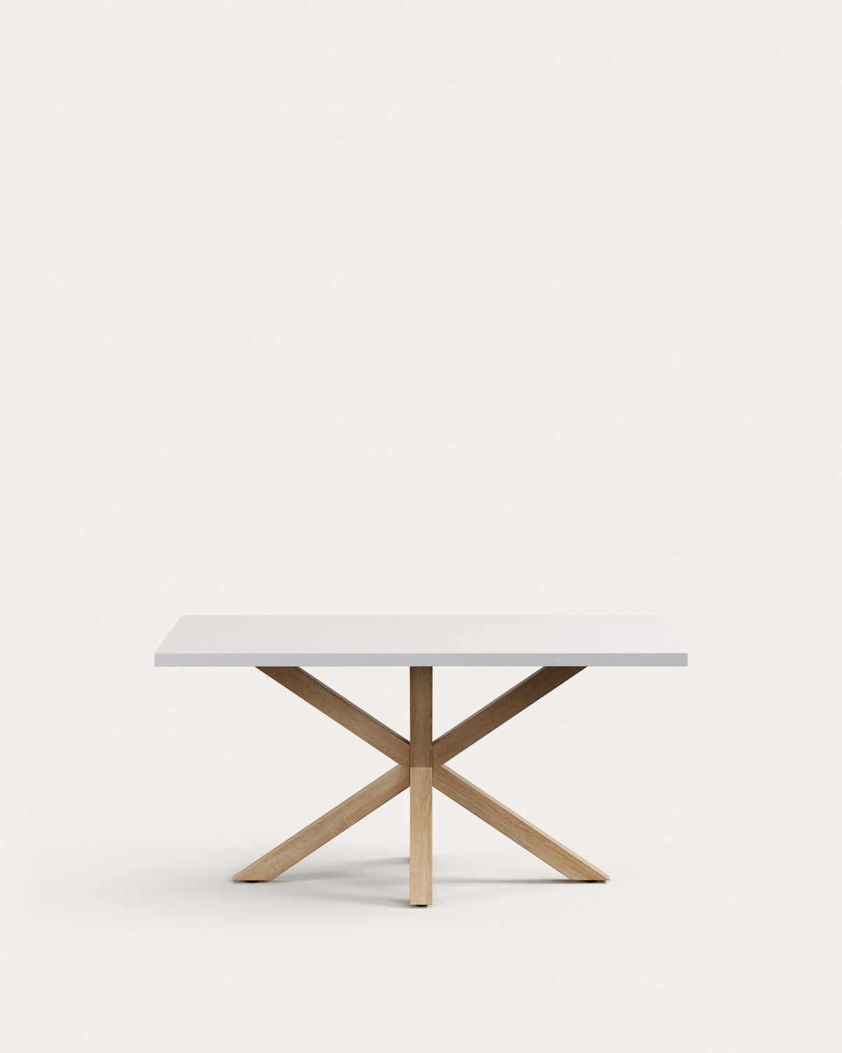 Tisch Argo aus Melamin mit weisser Oberfläche und Beinen aus Stahl in Holzoptik, 160 x 100 cm in Weiss, Natur präsentiert im Onlineshop von KAQTU Design AG. Esstisch ist von Kave Home