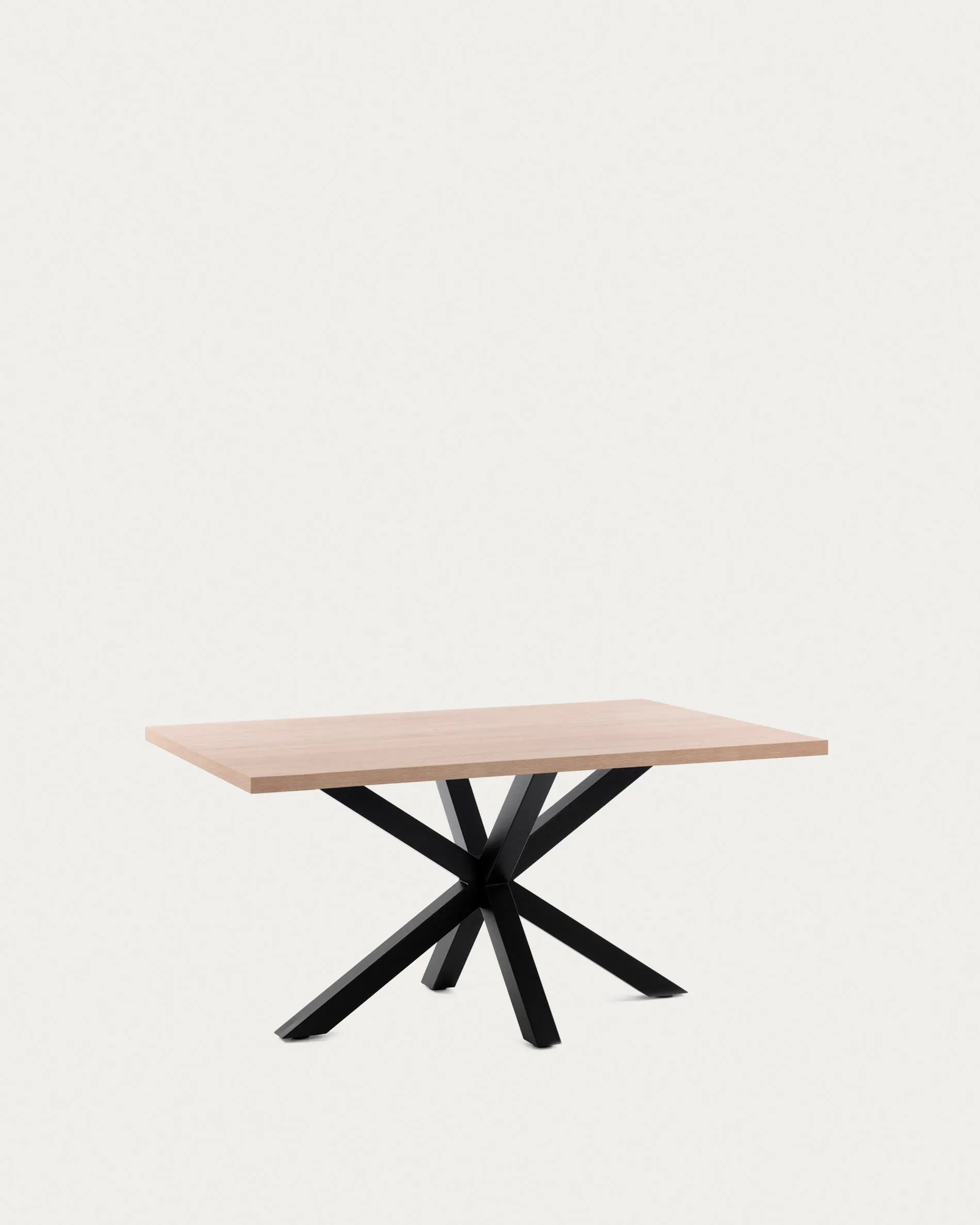 Tisch Argo 160x100 cm, Melamin mit Holzoptik, schwarze Stahlbeine, modern und vielseitig für Esszimmer oder Büro.
