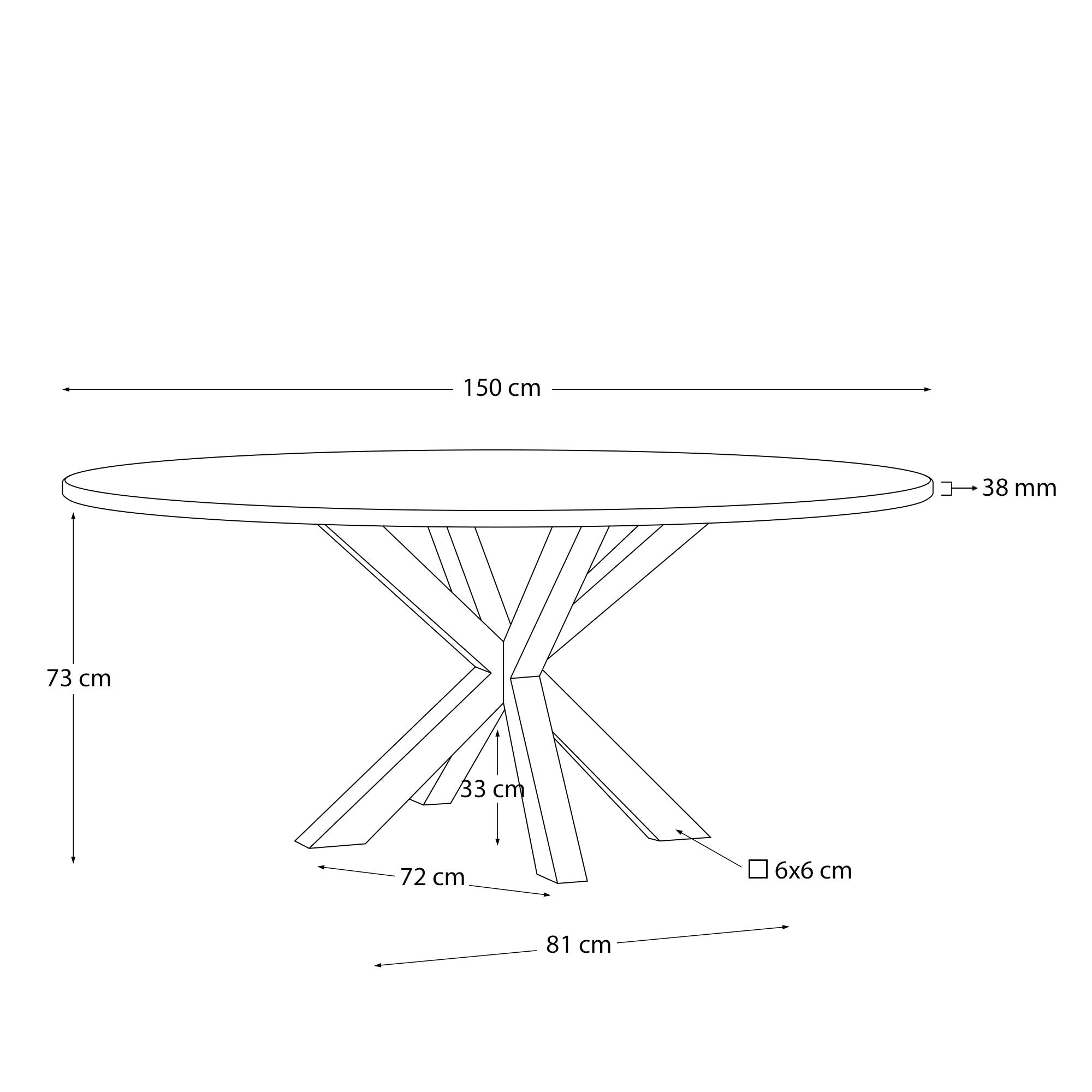 Eleganter runder Tisch aus Akazienholz mit stabilen Stahlbeinen, ideal für stilvolle Esszimmer.