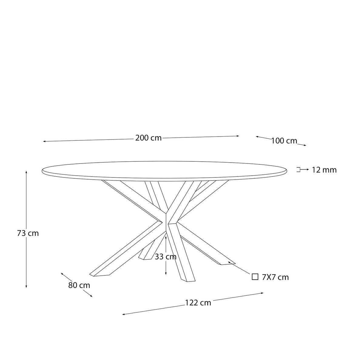 Ovaler Tisch Argo aus Glas und Stahlbeinen mit schwarzem Finish Ø 200 x 100 cm in Transparent, Schwarz präsentiert im Onlineshop von KAQTU Design AG. Esstisch ist von Kave Home