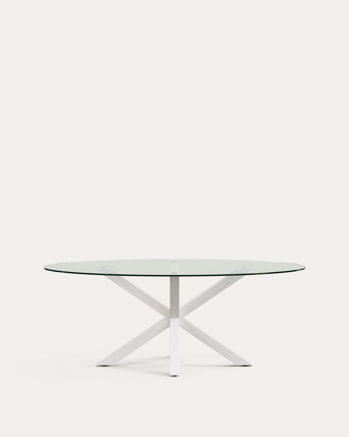 Ovaler Tisch Argo aus Glas und Stahlbeinen mit weissem Finish Ø 200 x 100 cm in Weiss, Transparent präsentiert im Onlineshop von KAQTU Design AG. Esstisch ist von Kave Home